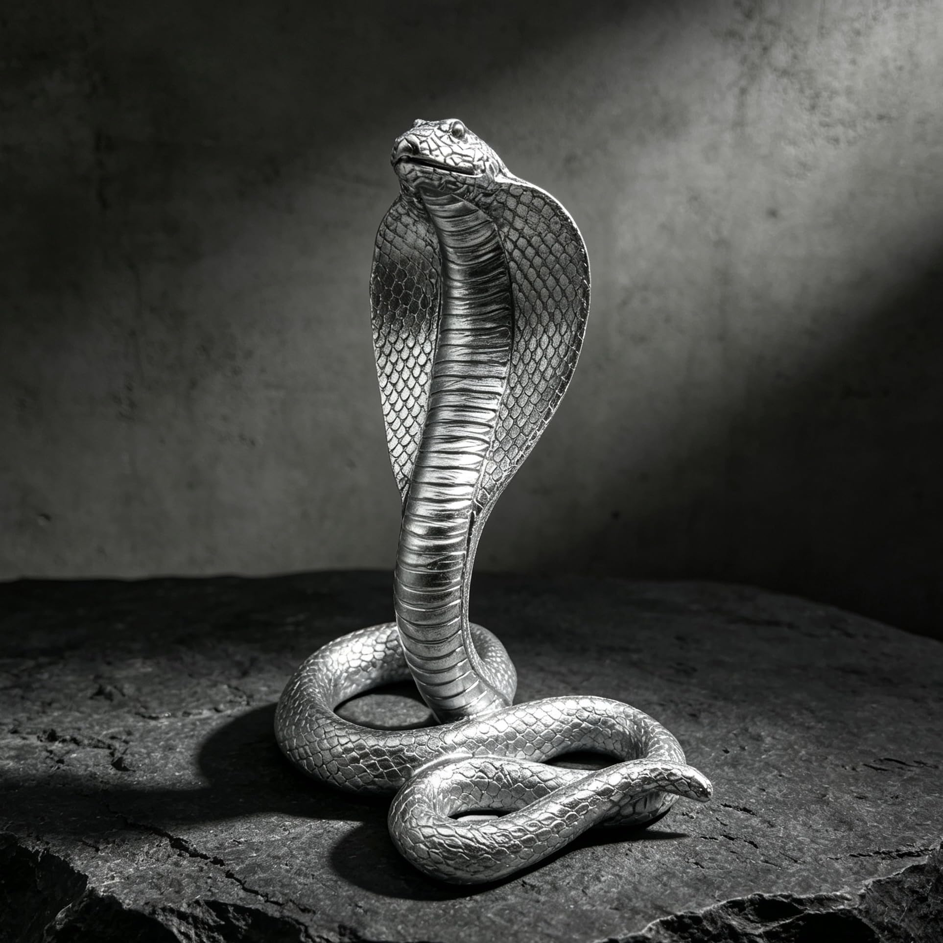SHTWX King Cobra Snake Statue Figurine Sculpture Animal Figure Collectible Gifts for Snake Lover Office Home Decor Desk Accessories Decoration Garden Yard Figurines Outdoor Decor (Silver)