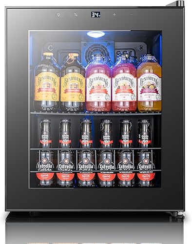 Miniatura 12 de Refrigerador de bebidas, refrigerador de bebidas para 77 latas con puerta de vidrio para cerveza o vino, enfriador de bebidas con control de
