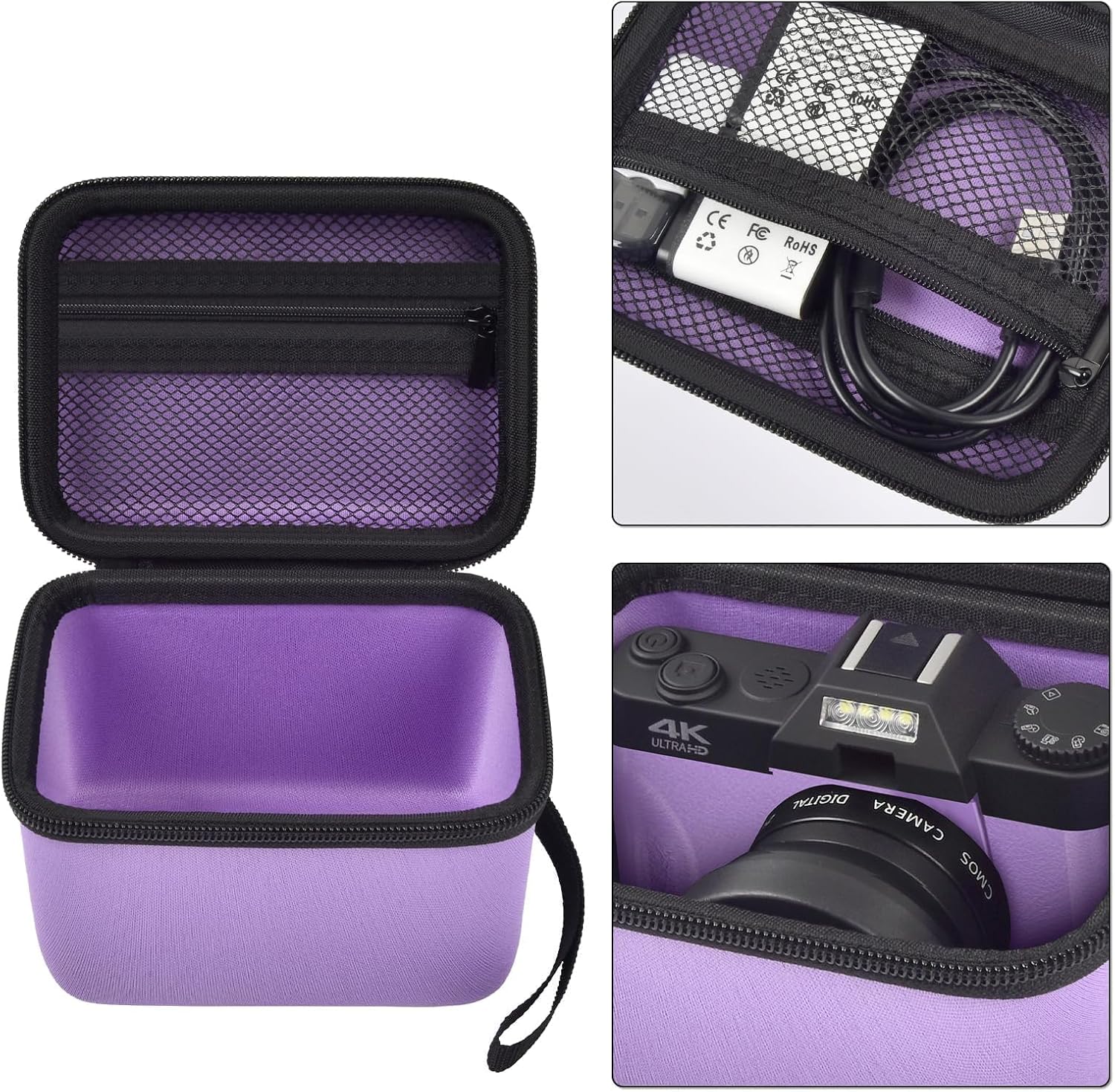 Comecase Vlogging Camera Case Compatible with for Duluvulu/for VJIANGER/for JGIPL/for TEBNGIHNM 4K Digital Cameras for Youtube. Vlog Camera Carrying Storage for Lens and Other Accessories - Purple 5 81ar0XcslmL. AC SL1500