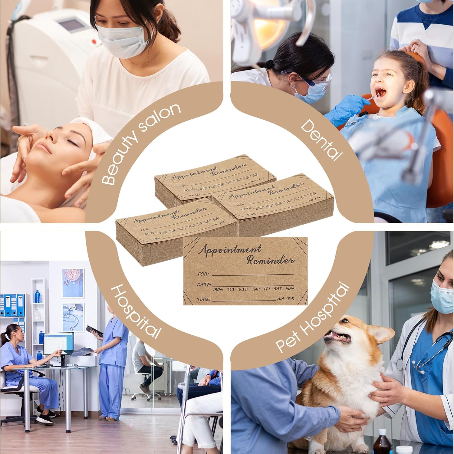 1000 Pcs Appointment Reminder Cards Bulk - Professional Referral Cards for Business with Client Profile Card Template and Contact Card Design for Salons, Offices & Service Providers