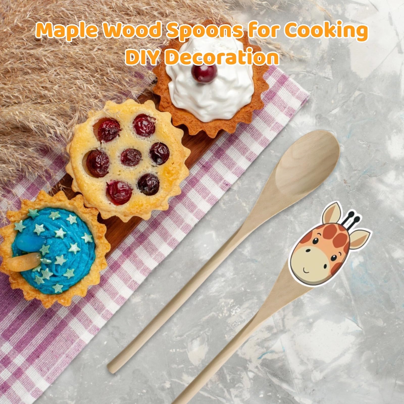 Confezione da 50 cucchiai lunghi in legno, utensili da cucina da 30 cm, cucchiai ovali per mescolare e cucinare, cucchiai in legno per cuocere, servire e progetti artigianali