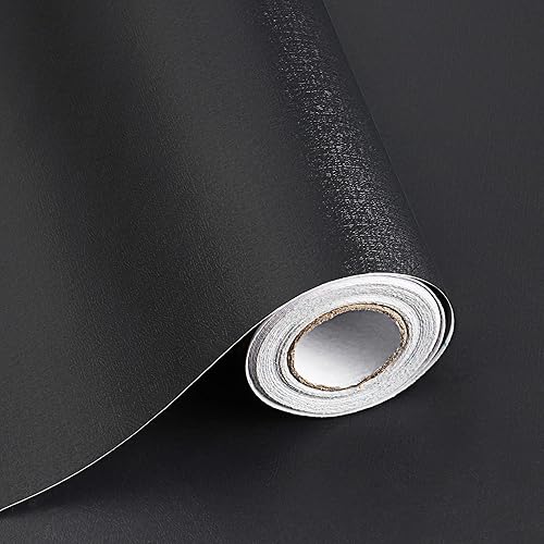Safiyya Papel tapiz de 314.9 x 17.7 pulgadas, papel de contacto negro, papel de contacto para despegar y pegar, extraíble, autoadhesivo, papel tapiz