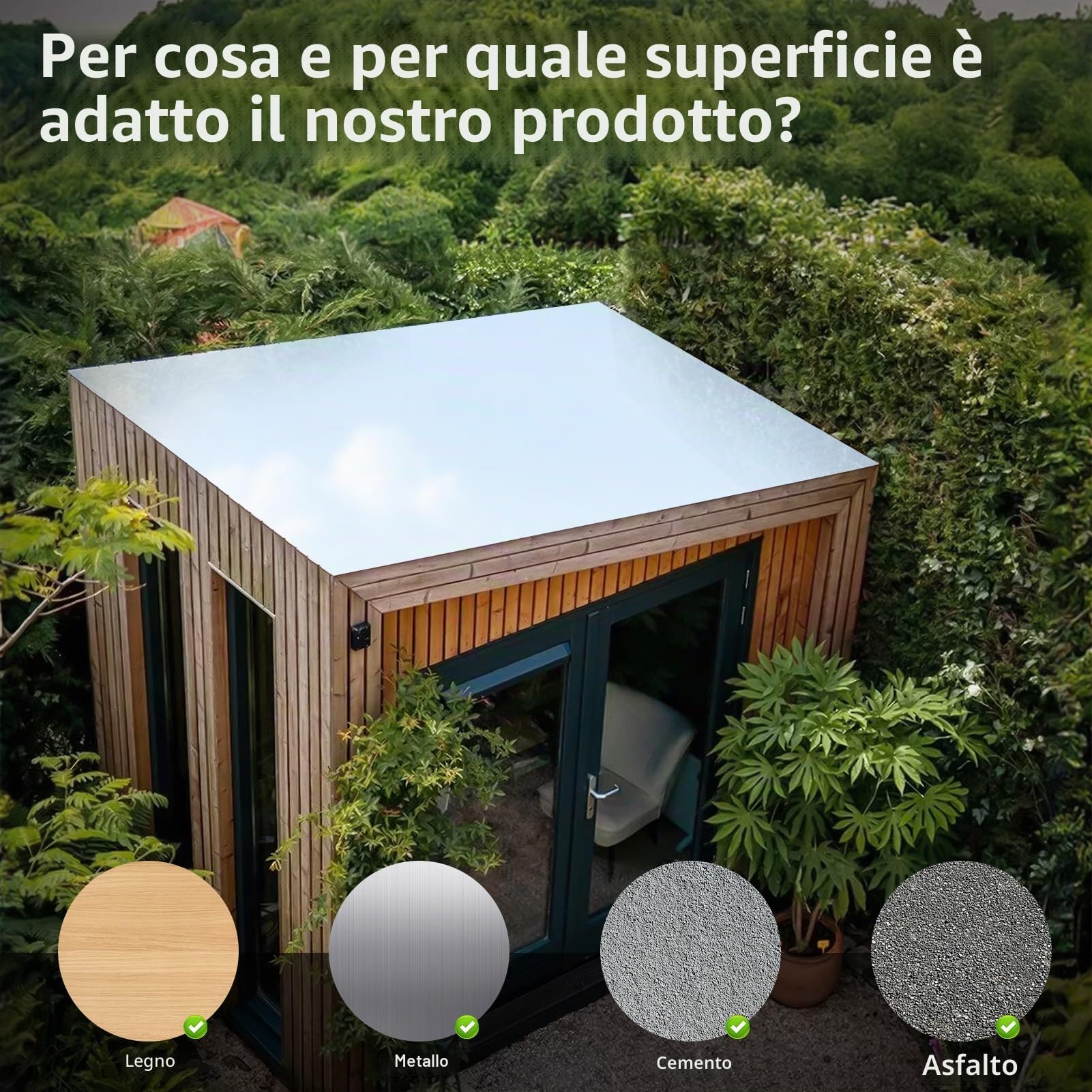 1 x 5 m pellicola per tetto in alluminio, 5 ㎡, autoadesiva, per case da giardino, tettoie e capannoni, resistente ai raggi UV e impermeabile, colore: grigio argento