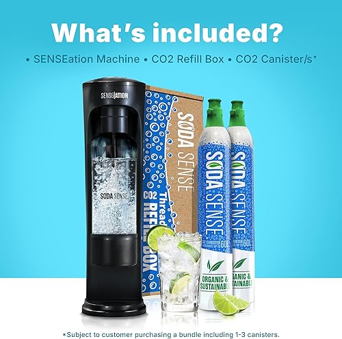 Miniatura 7 de SENSEation - Máquina de soda para cocina, nuevos artículos esenciales para el hogar, juego de máquina de agua con gas con 2 cartuchos de CO2