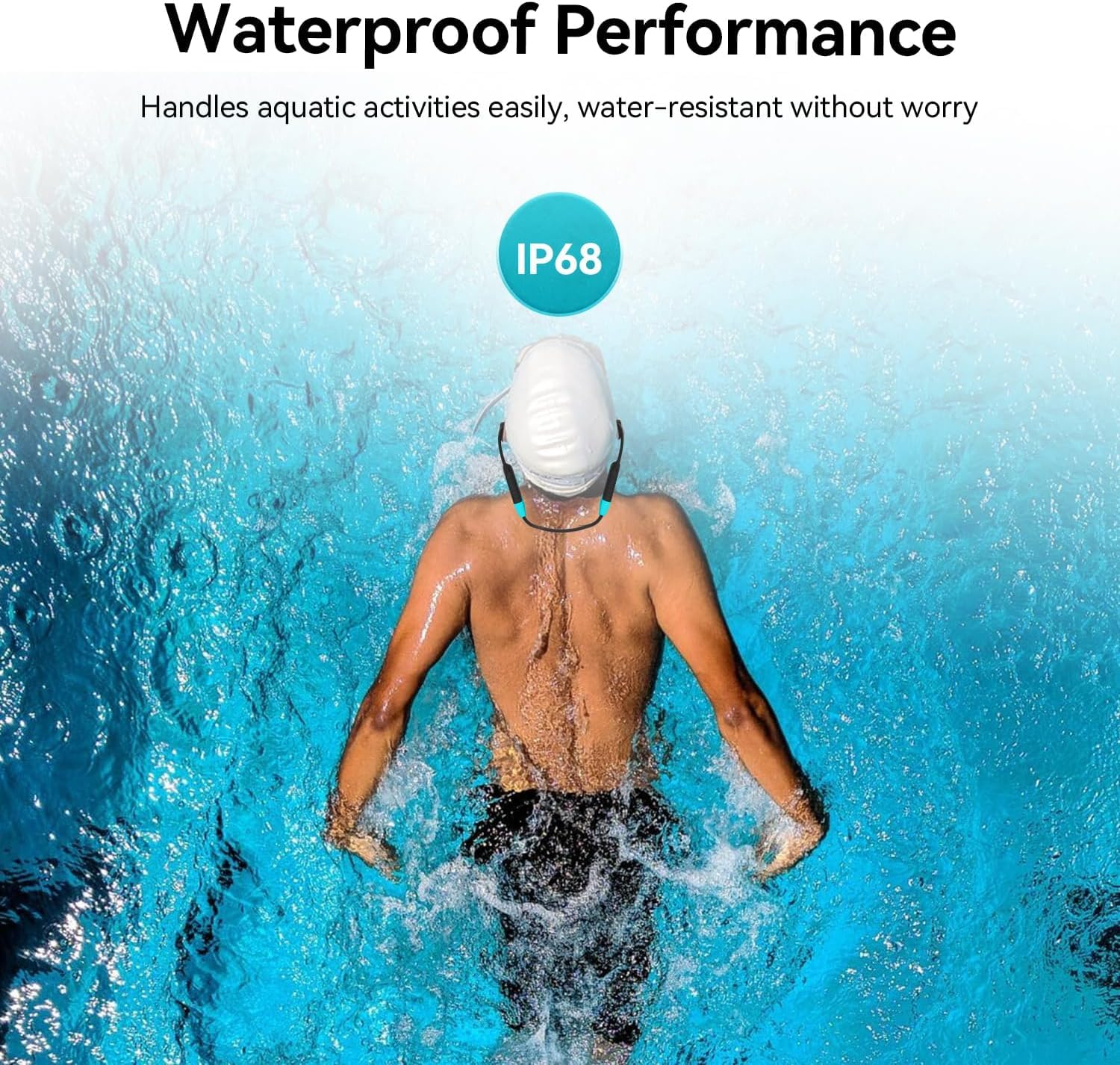 Retekess TT120 Récepteur de Casque de Natation, Casque à Conduction Osseuse pour La Natation, IP68 étanche, 120 M, Système de Communication sous-Marine pour Le Coaching en Temps Réel