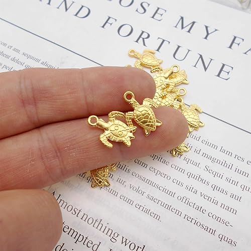 Miniatura 5 de 100 piezas de aleación de metal mini tortuga marina pulsera encanto tortuga oro pendiente colgante collar colgante DIY joyería fabricación arte