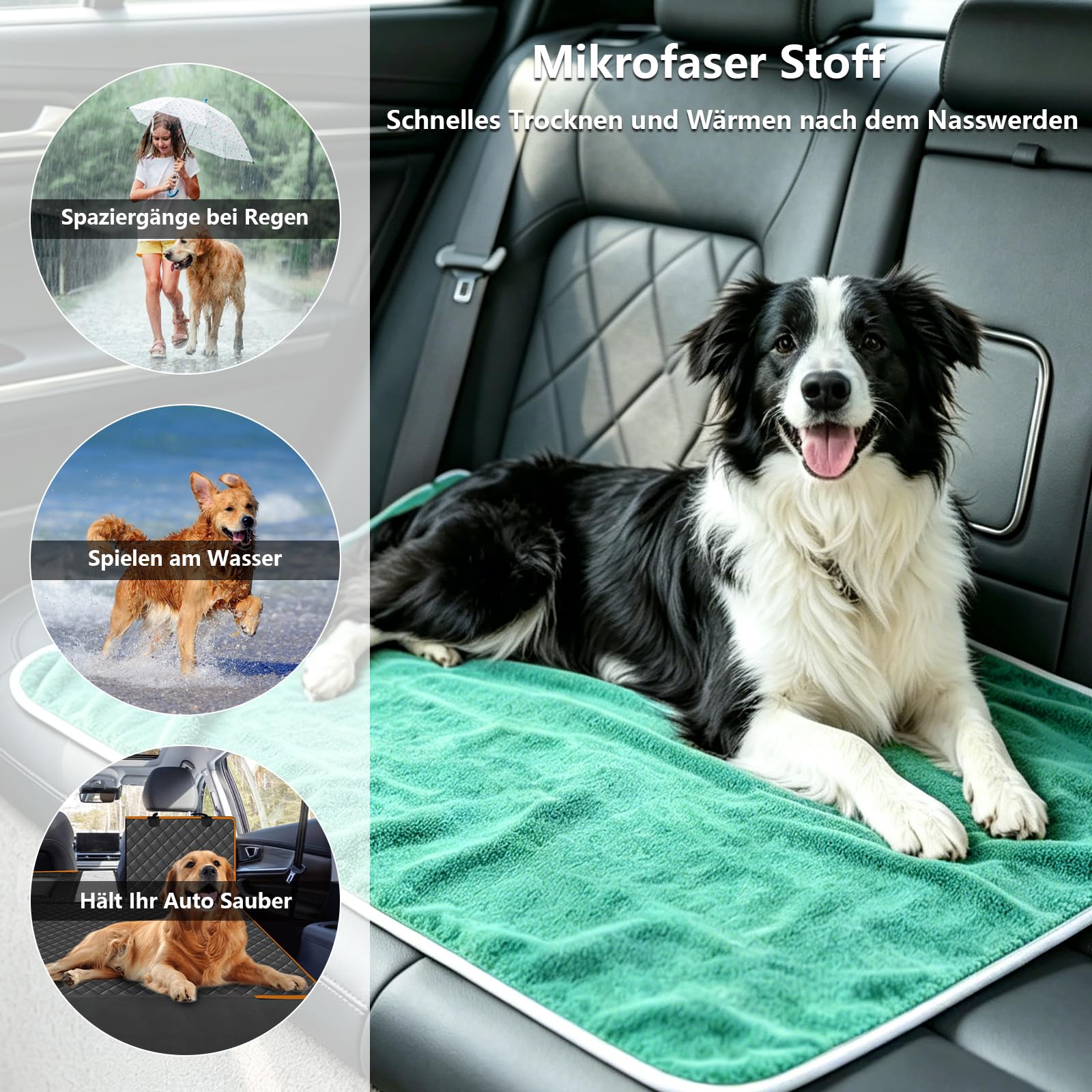 Hundebademantel Set mit Extra Großes Hundehandtuch und Aufbewahrungsbeutel, Stark Saugender Hundebademantel mit Verstellbarer Gürtel für Kleine, Mittlere und Große Hunde