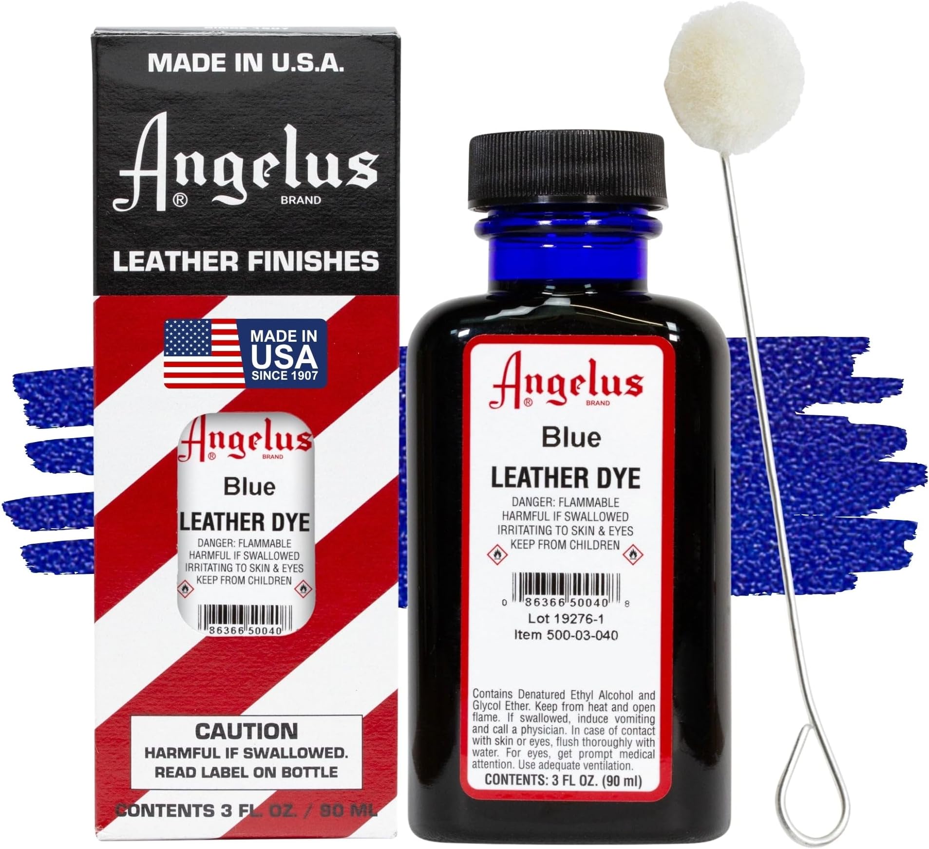 Angelus Leather Dye, Permanent Leather Dye for Shoes, Boots, Bags, Crafts, Furniture, & More - 3 fl oz, Blue
