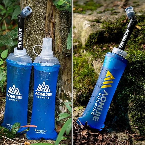 Vista 25 de Azarxis Botellas de agua plegables de TPU Soft Flask sin BPA de 8.5 fl oz 11.8 fl oz 16.9 fl oz 20.3 fl oz para hidratación chaleco paquete correr