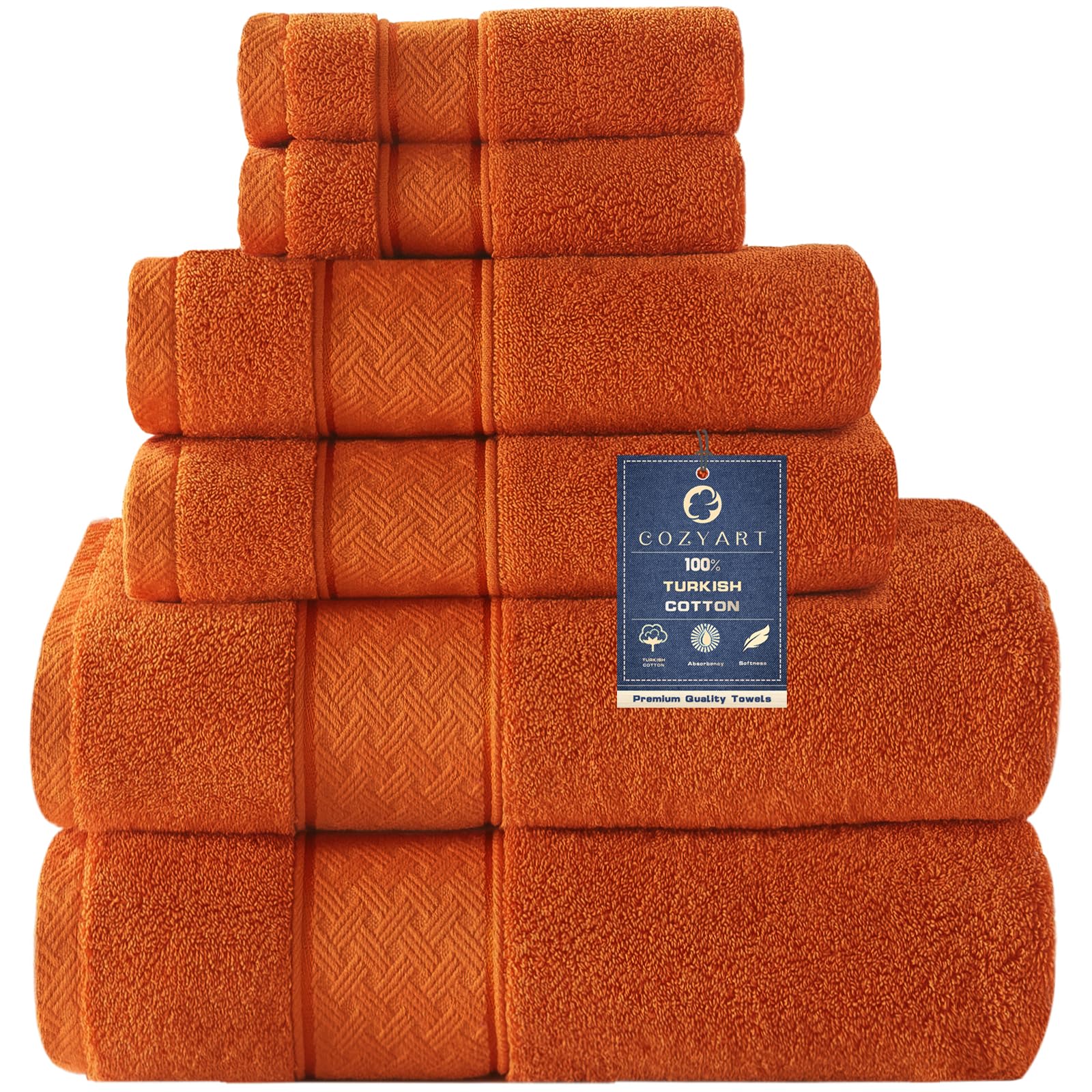 Amazon.com: COZYART Orange Bath Towel Set 6 Piece, 100% Zero Twist