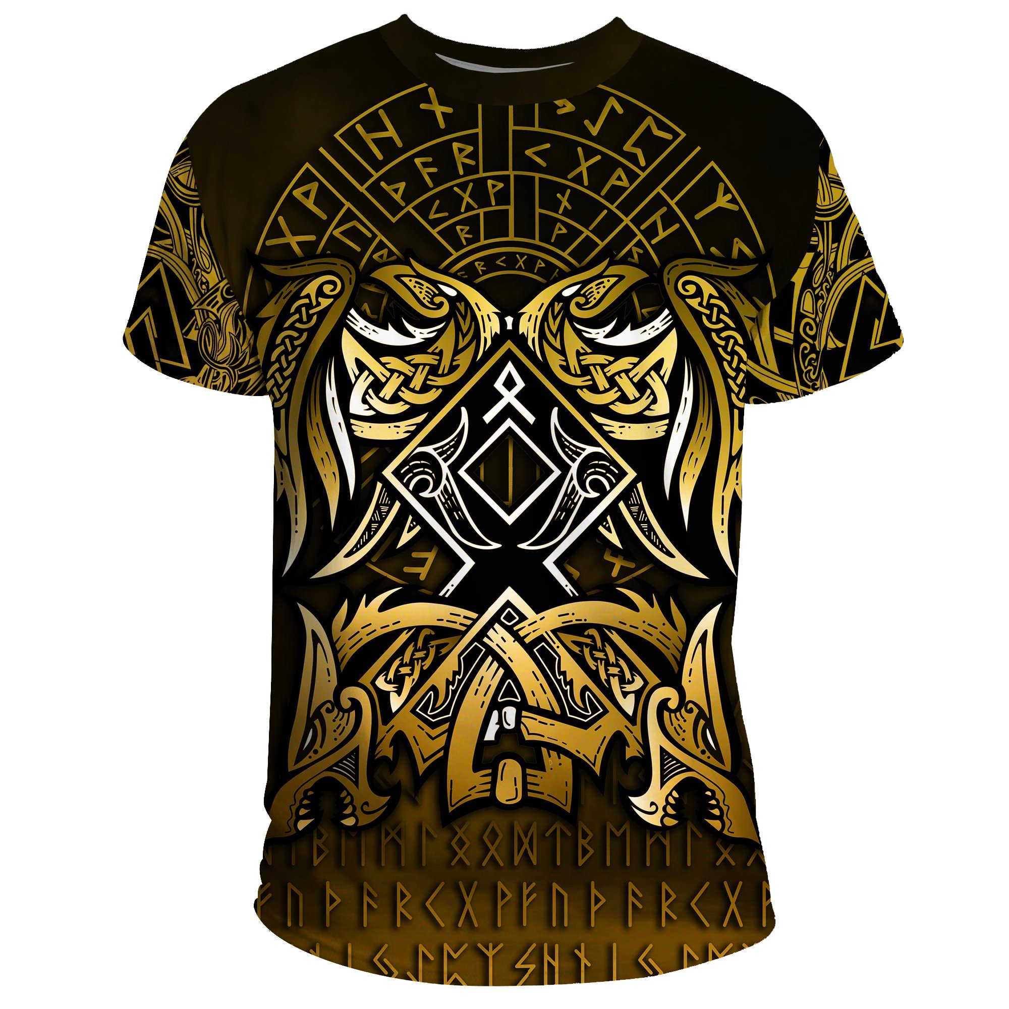 BBYOUTH Norse Mythology Theme T-Shirt 3D Printed Odin Tattoo Couples Summer Short Sleeve Vikings Cosplay Costume (11 USA Size),Othila Rune,6XL