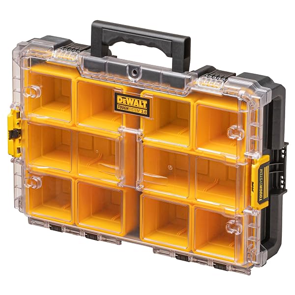 DEWALT DWST83394-1 - TOUGHSYSTEM 2.0 ORGANISER con coperchio trasparente. Chiusure intuitive, facili da usare e che fanno risparmiare tempo per collegare i moduli insieme