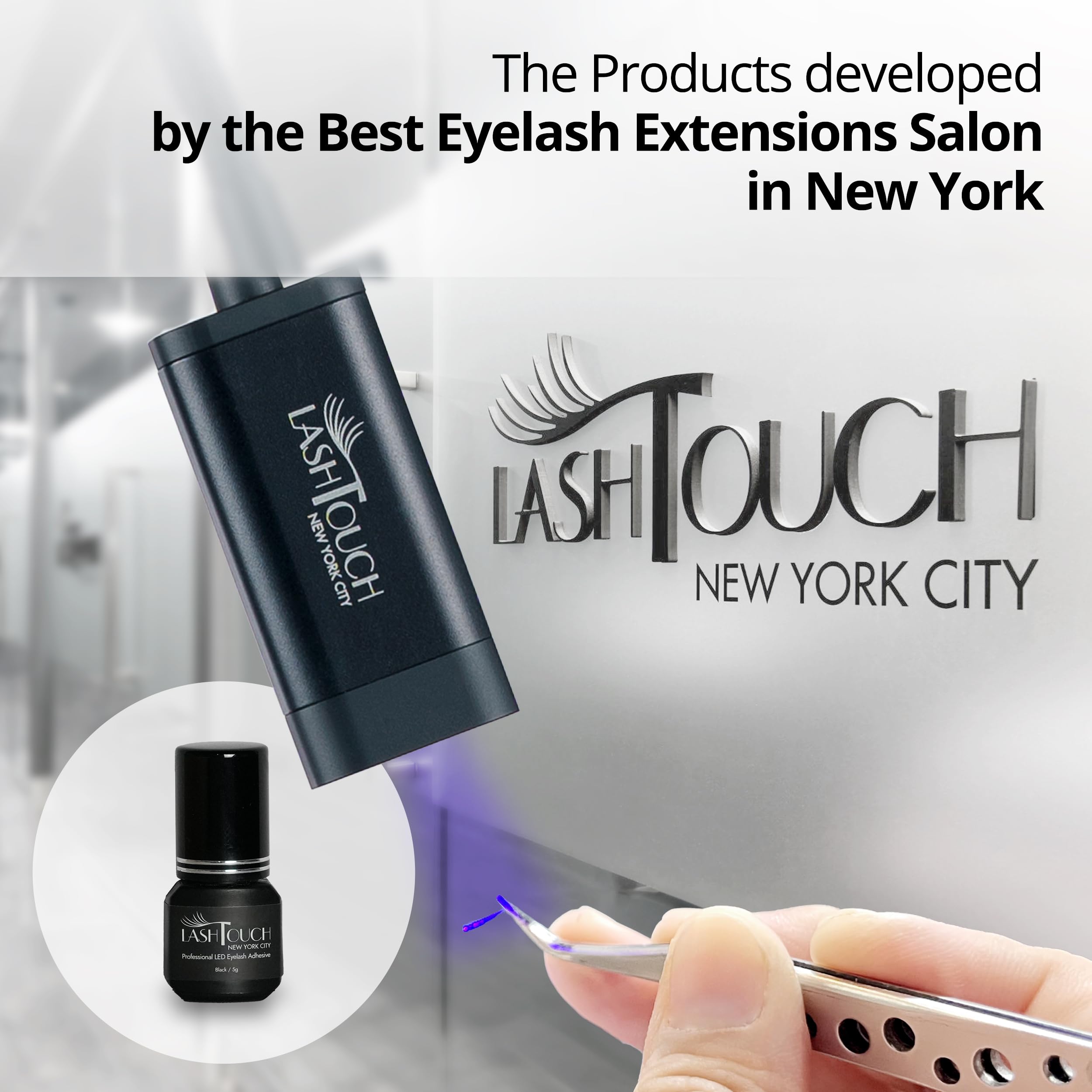 LED UV Gel Eyelash Extension Adhesive - LASHTOUCH 5ml / LED lamp Curing Black Gel Glue/Retention- up to 10 Weeks/Made in Korea/The Best Eyelash Salon in New York Developed