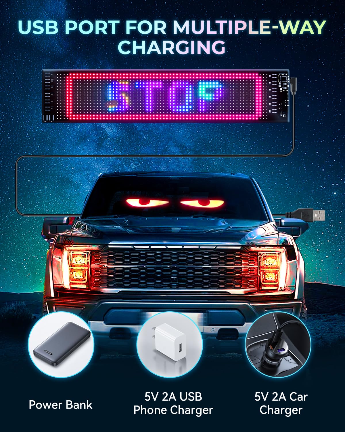 USB Car Decor Lights 2PCS Devil Eyes LED Car Lights - Flexible ...