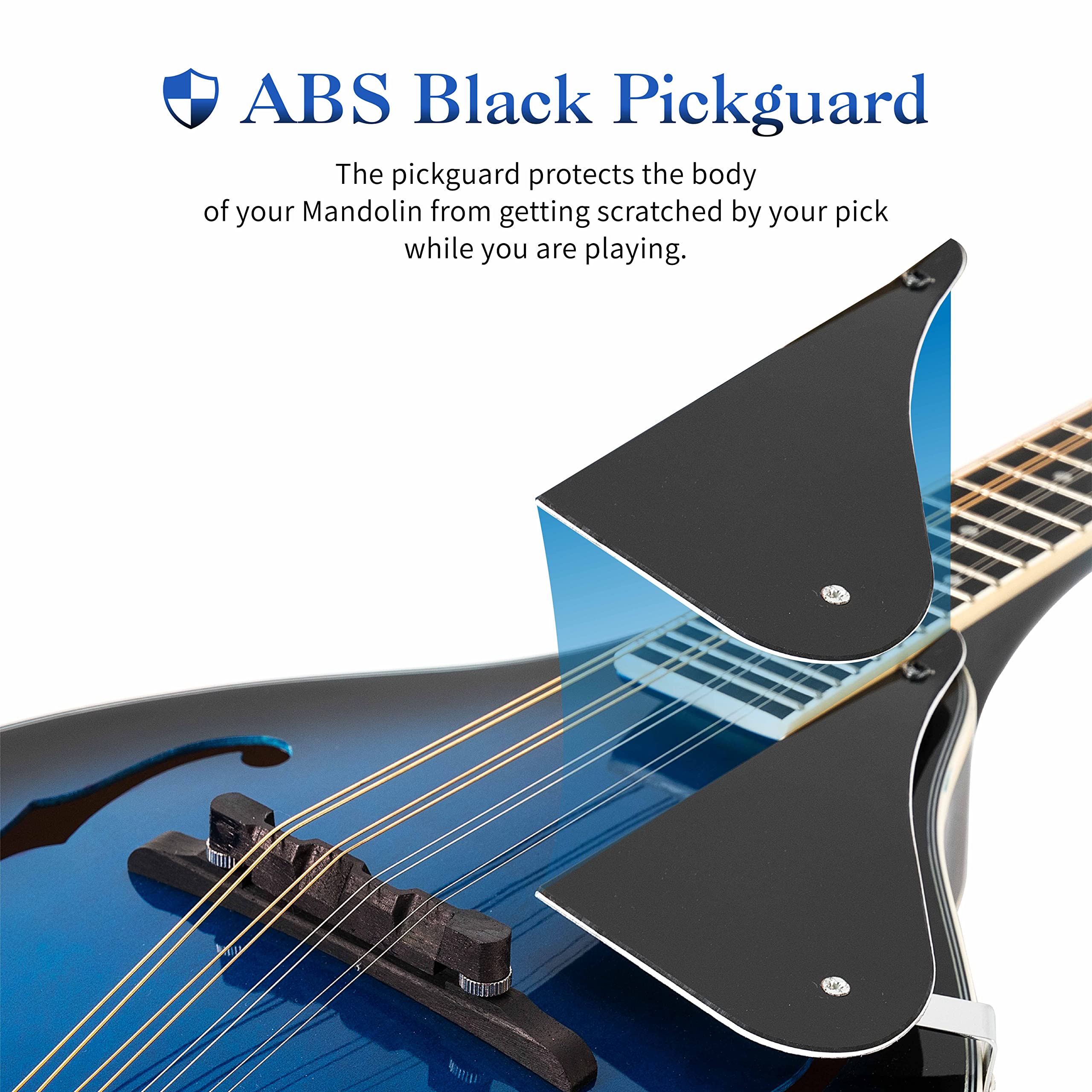 Mulucky A Style - Mandolino acustico a 8 corde con kit per principianti per adulti e bambini, custodia, accordatore, corda, plettri - blu