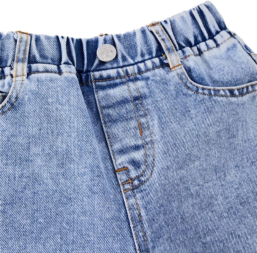 Nivne Tco Toddler Girls' Jeans Versatile Fashion Wide Leg Casual Elastic Waist Little Girls Baggy Denim Pants