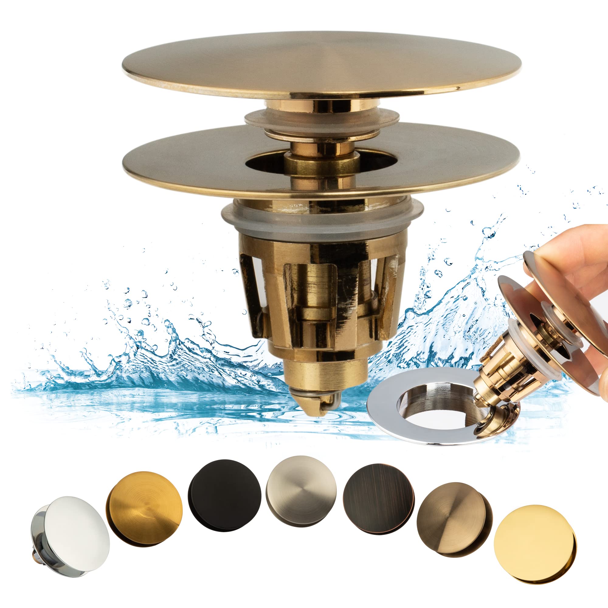 Artiwell Universal Bathroom Sink Drain Stopper, Fits Most Pop-Up Drains for Vessel Sink Lavatory Vanity, Sink Drain Strainer with Detachable Hair