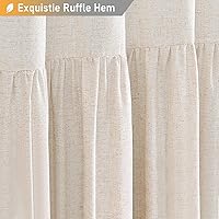 Vista 3 de BTTN - Juego de cortina de tela de lino gruesa de estilo granja de 78 pulgadas de largo, con ganchos de plástico, cortinas de tela rústicas de campo