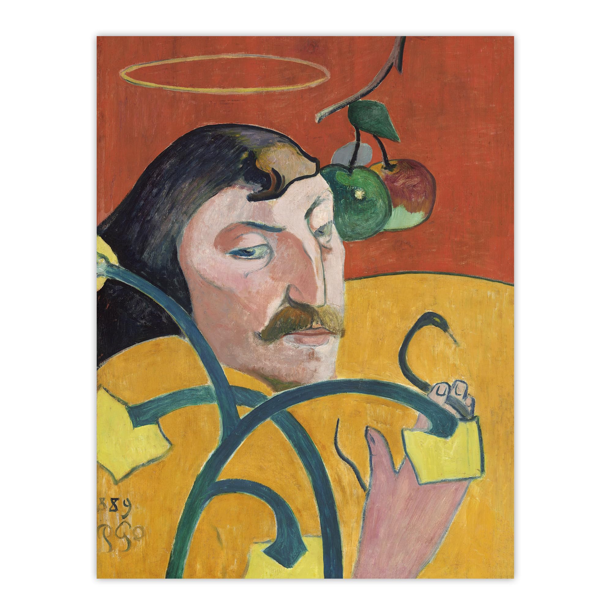 Artery8 Self Portrait with Halo and Snake By Paul Gauguin Wall Art Print 12X16 : Symbolic self portrait filled with meaning perfect for hallway or art collector’s living room