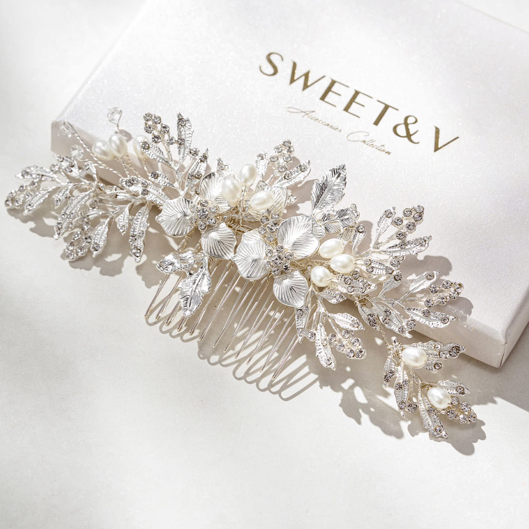 Amazon.com : SWEETV Handmade Wedding Hair Comb Clip  display picture 1