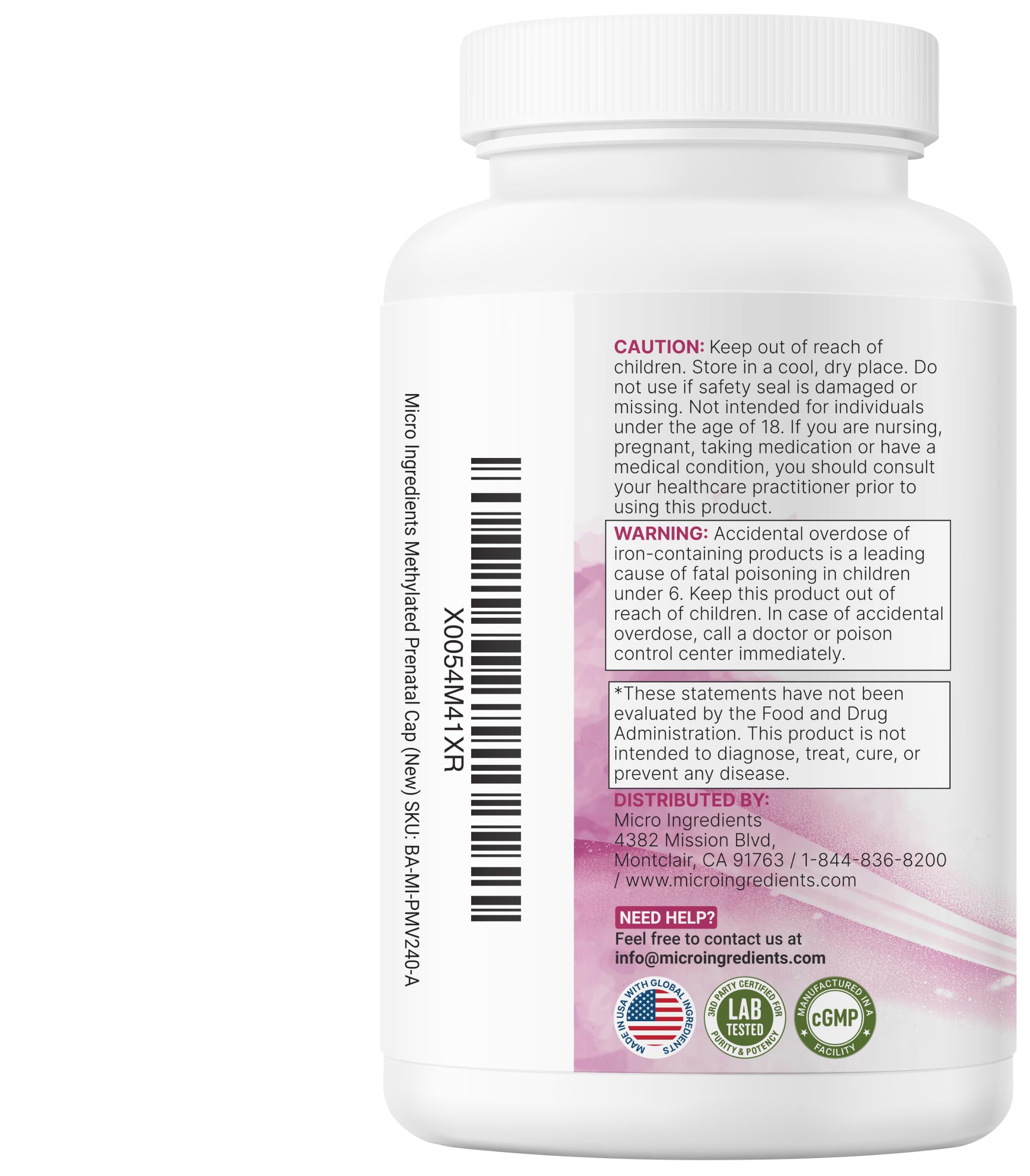 Micro Ingredients Pure Prenatal Vitamins for Women, 240 Veggie Capsules — Amazon image 7