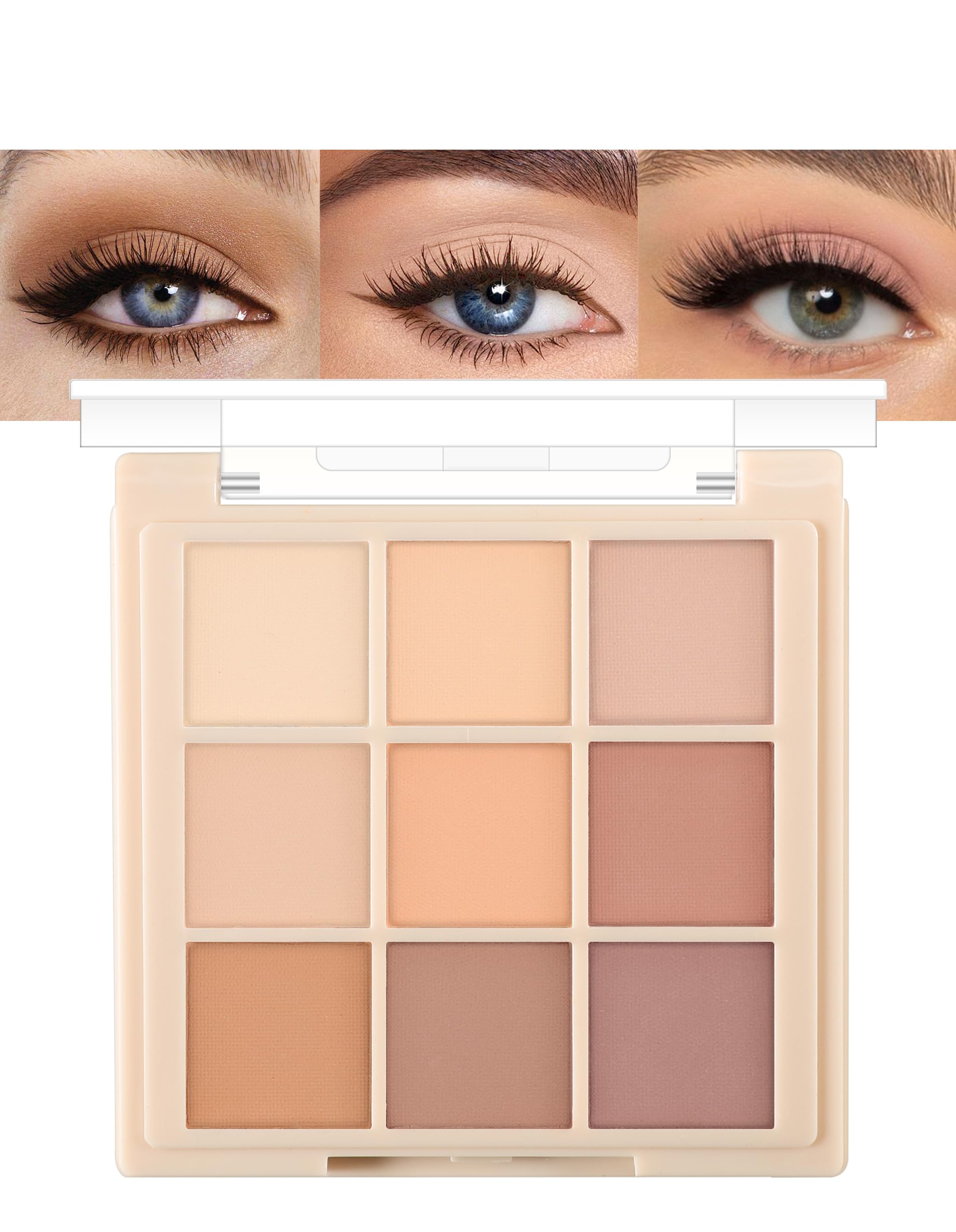 Erinde Paleta de sombras de ojos mate, 9 tonos nude, larga duración, resistente al agua, mate, maquillaje de ojos de larga duración
