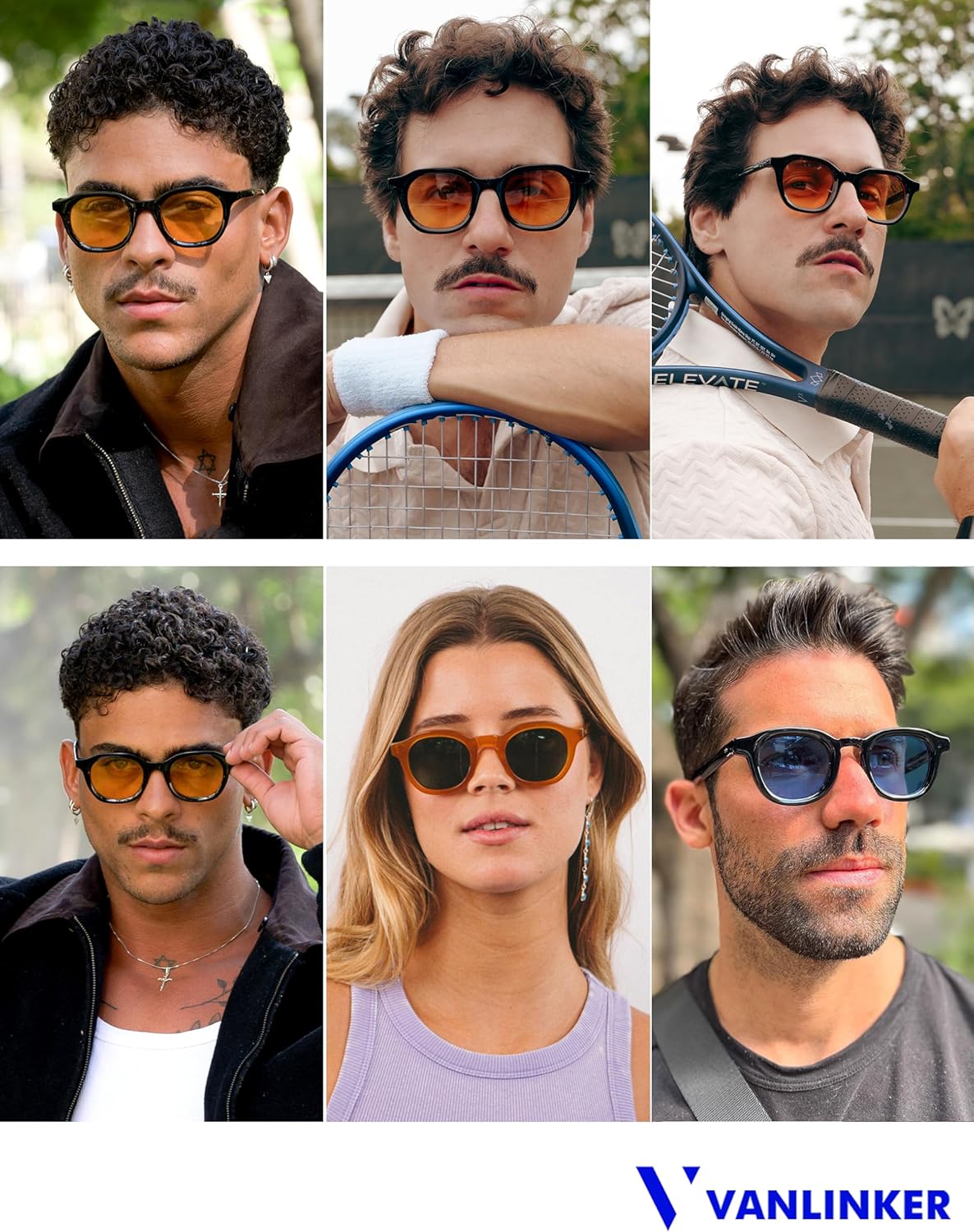 VANLINKER Retro Round Sunglasses for Men Women Vintage Circle Shades VL9829 46mm - Image 3