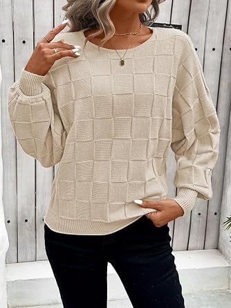 Pink Queen Women's Fall Sweaters Batwing Sleeve Oversized Pullover Knit Top