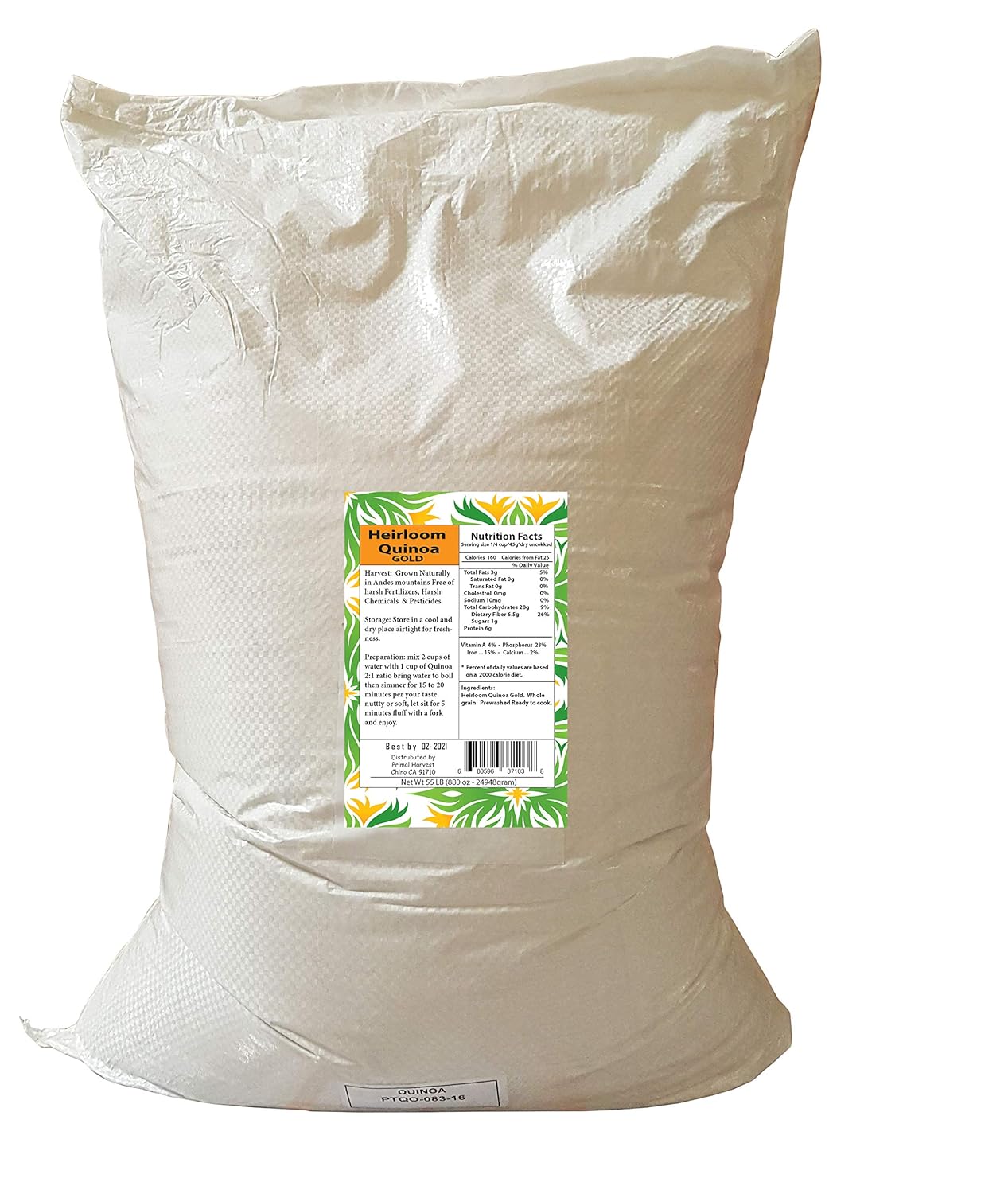 Organic Golden White Whole Quinoa Grain Royal no-GMO Gluten Free Bulk (55 lb)