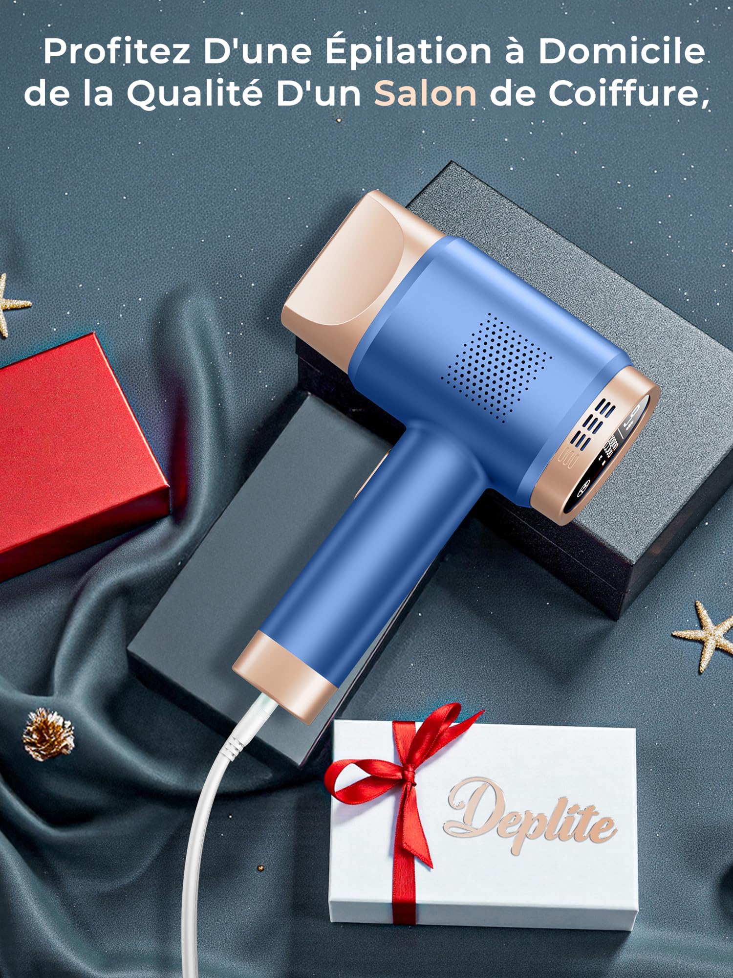 Épilateur Lumière Pulsée avec Fonction de Refroidissement, Épilation Laser sans Douleur avec 9 Niveaux D'énergie pour Femmes et Hommes, Visage, Aisselles, Bikini, Jambes, Corps, Blau