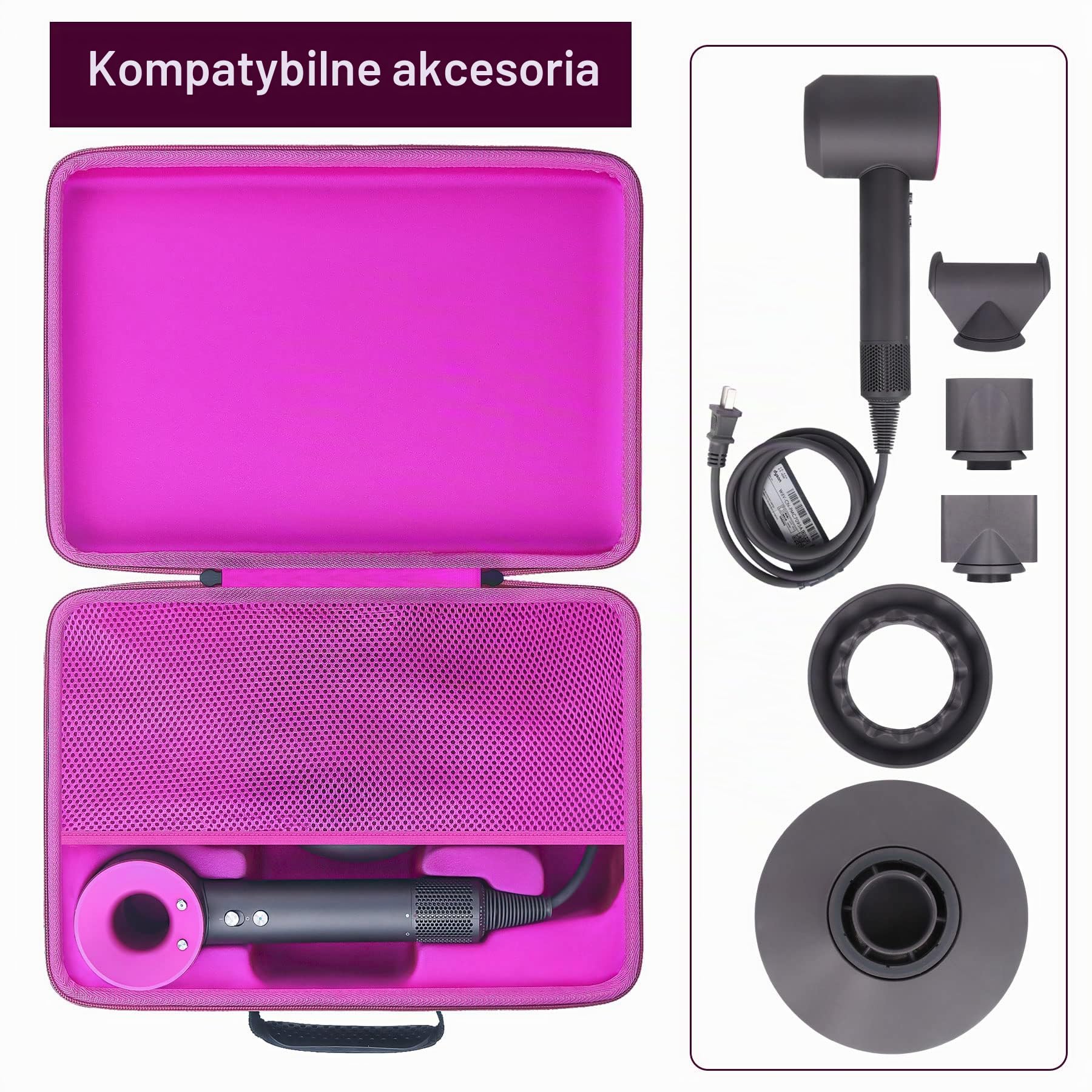 co2CREA Twarda suszarka do włosów EVA podróżna torba do przechowywania kompatybilna z Supersonic Hair Dryer suszarka do włosów, przenośna torba ochronna Box (średnia)