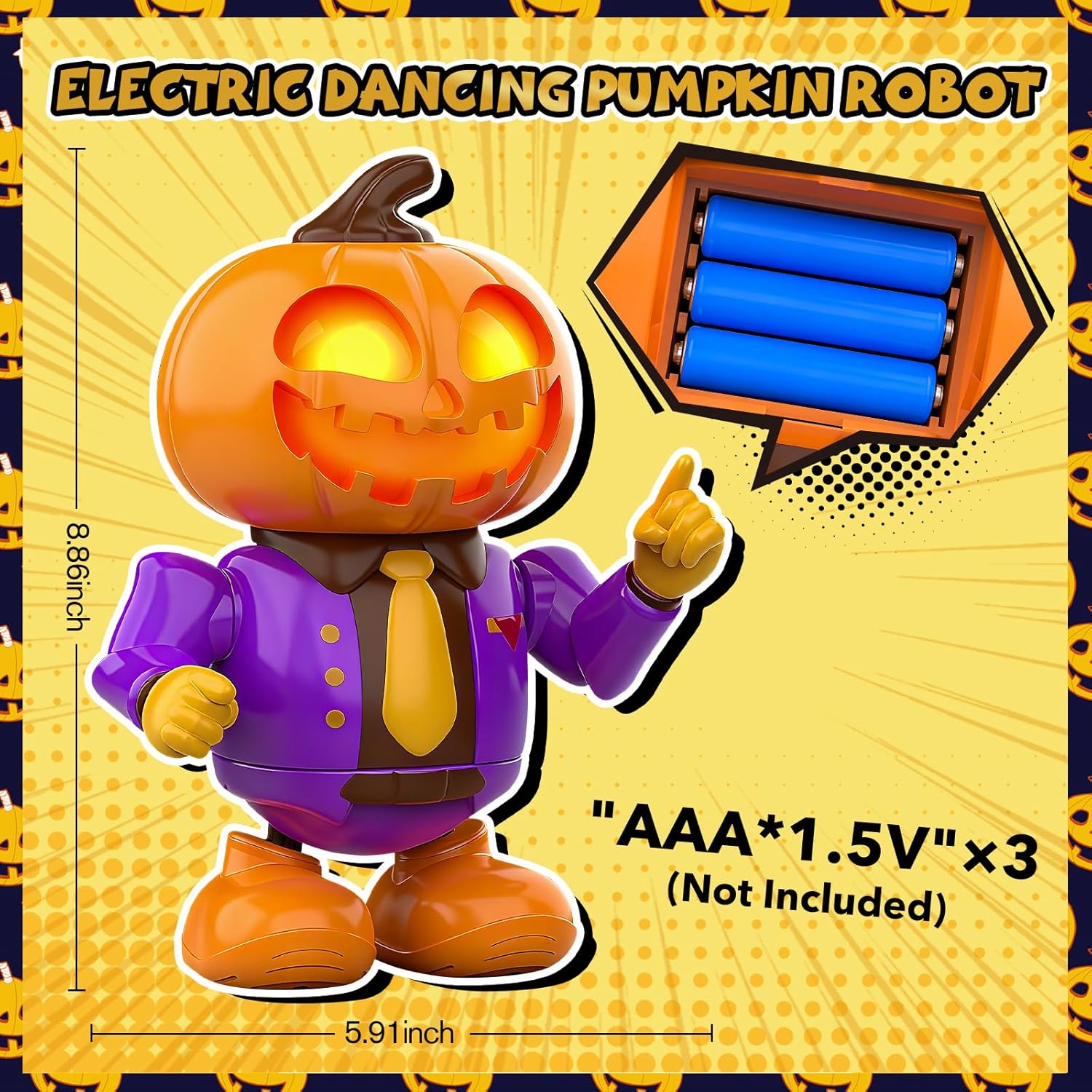 Blasland Baby Dancing Music Pumpkin Toys, Fun Interactive Dancing Robot with Light Up Eyes, Birthday Christmas Toys for Baby Boy Girl 3 4 5 6 - Image 6