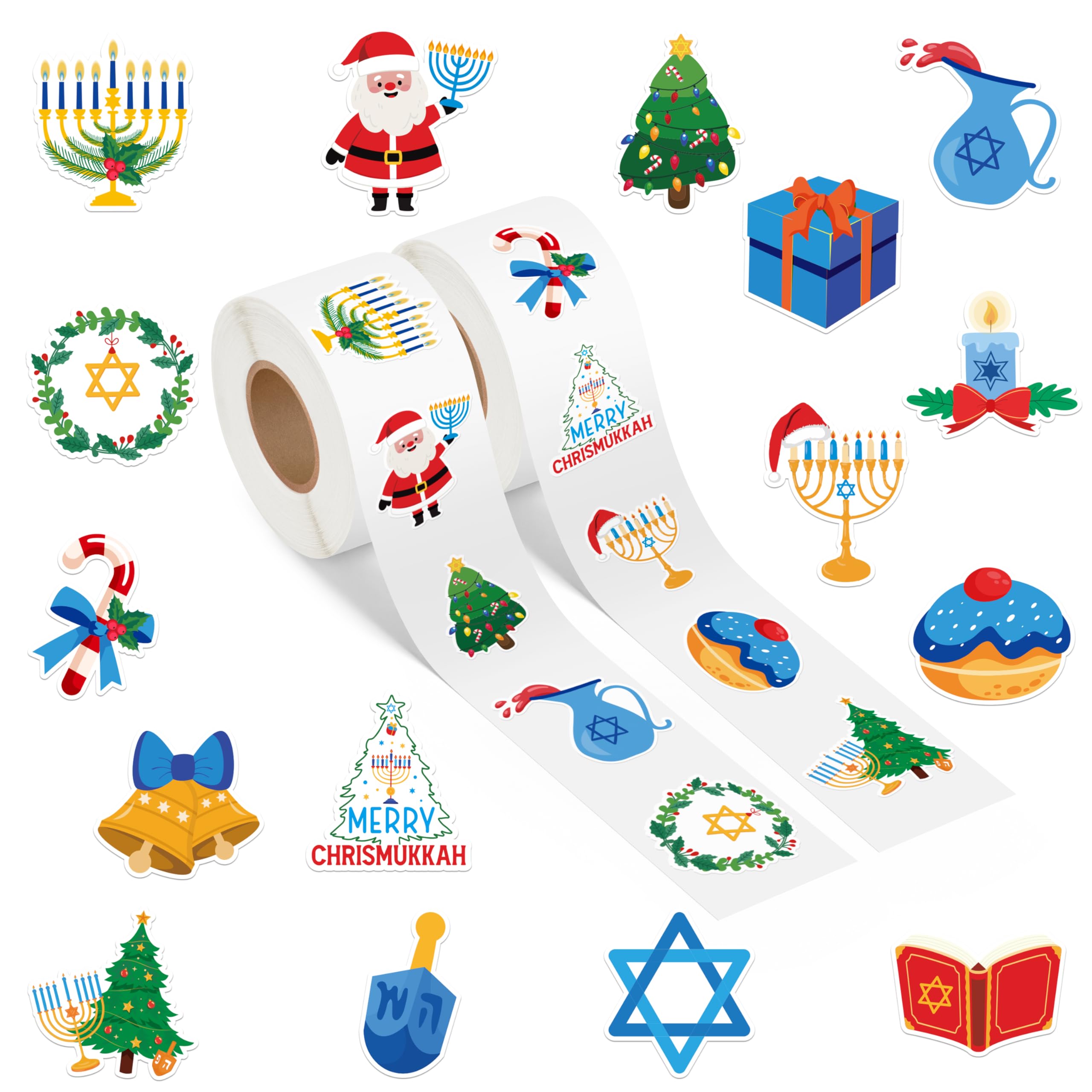 Autocollants de Noël et Hanoucca pour décorer vos cadeaux de fête en famille