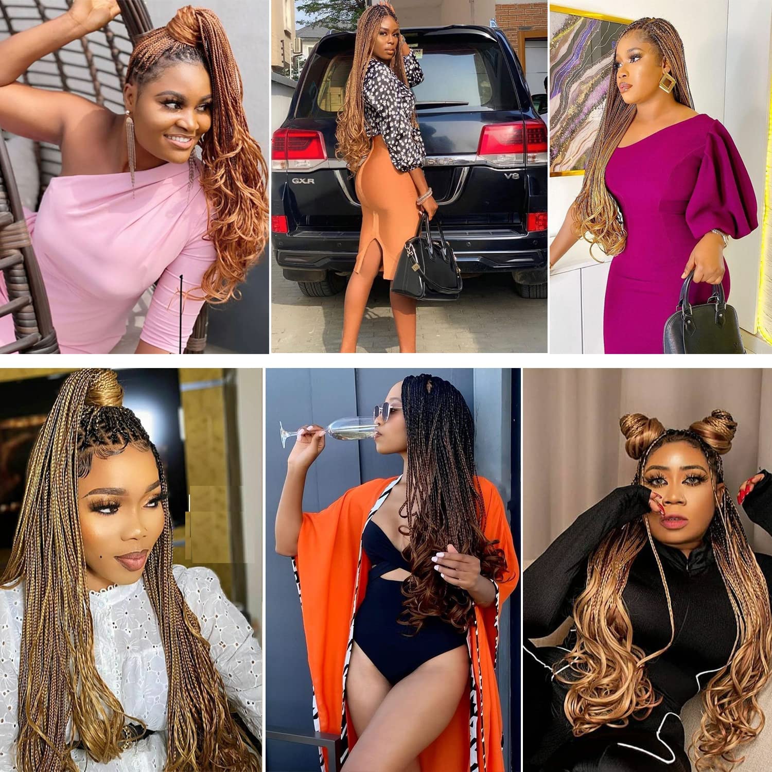 French Curl Braiding Hair, 24 Inch 8 Pack Soft Curly Braiding Hair Extensions, Pre Stretched Bouncy Braiding Hair Loose Wave Braiding Hair for Women (1B#)