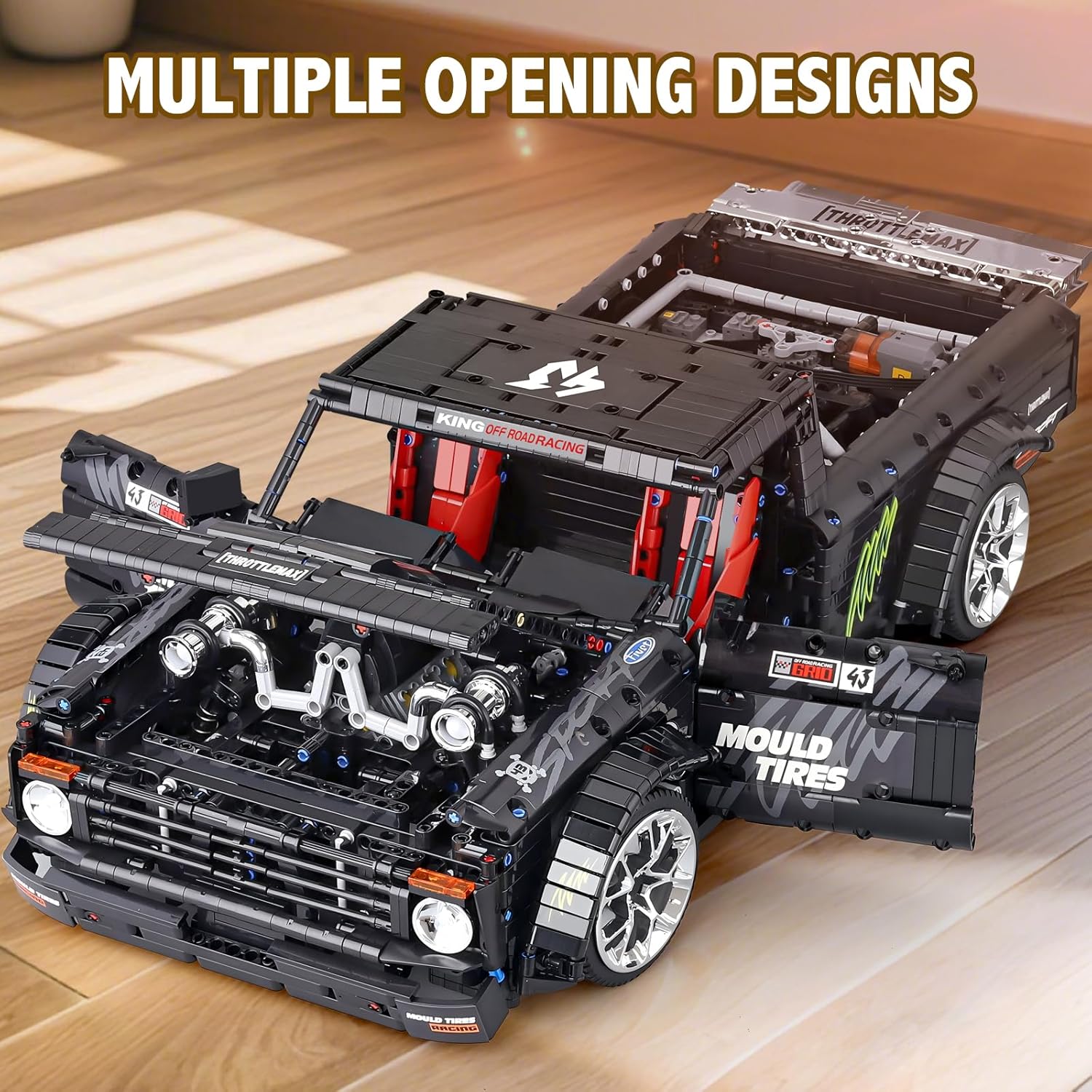 Mould King 13082S Pickup Truck Building Set,RC Colletible MOC Race Car Model Kits to Build, Gift for Adults/Teens 14+, for Racing Lovers and Muscle Car Fans(3695PCS)