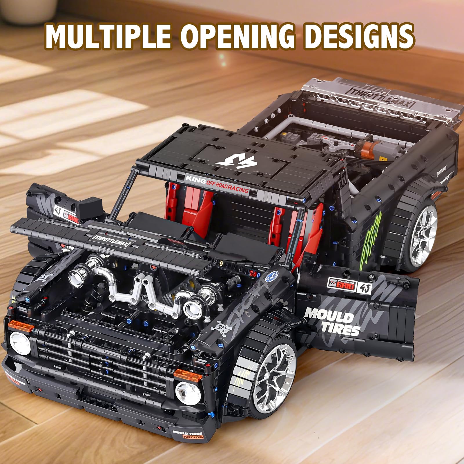 Mould King Technik Auto-Modellbausatz, Sportwagen Klemmbausteine für Erwachsene, 13082 Supercar Sammler-Set für Autoliebhaber und Fans von Muscle Cars (3695 Teile)