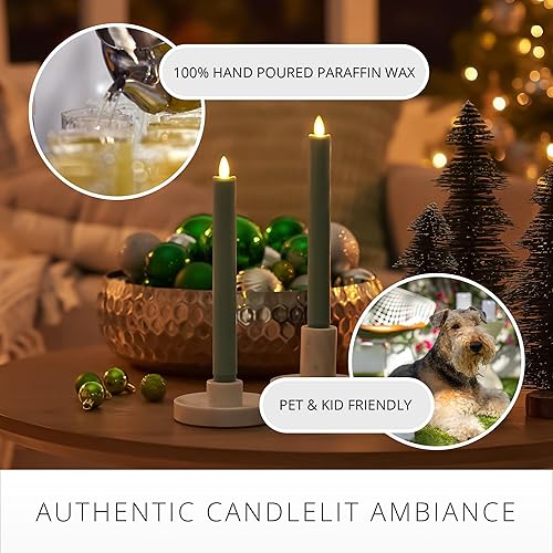 Miniatura 7 de Luminara Juego de 2 cónicas LED de llama móvil (1 x 9.75), vela sin llama, borde derretido, cera suave, sin perfume (marfil)