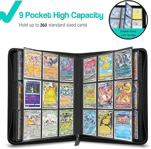 Miniatura 2 de Carpeta de 9 bolsillos para cartas, colección de 540 tarjetas para juegos de cartas coleccionables con fundas de carga lateral, regalo premium para