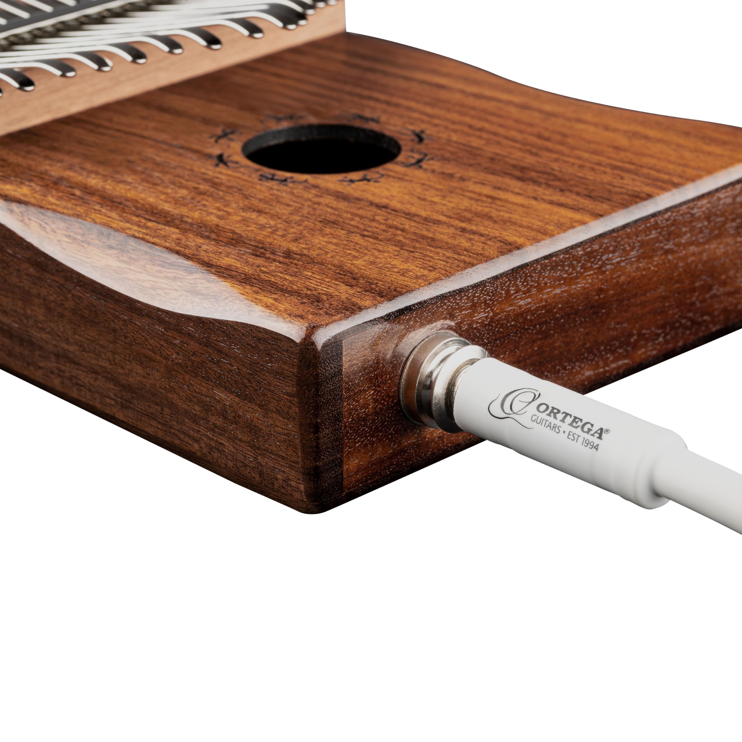 Ortega Kalimba Thumb Piano electroacústico - Serie Lizard - 17 Teclas - Do Mayor - Meditación, LoFi, Actuación en Vivo - Estuche de lujo, funda, martillo de afinación, tela polaca (OKB1E)