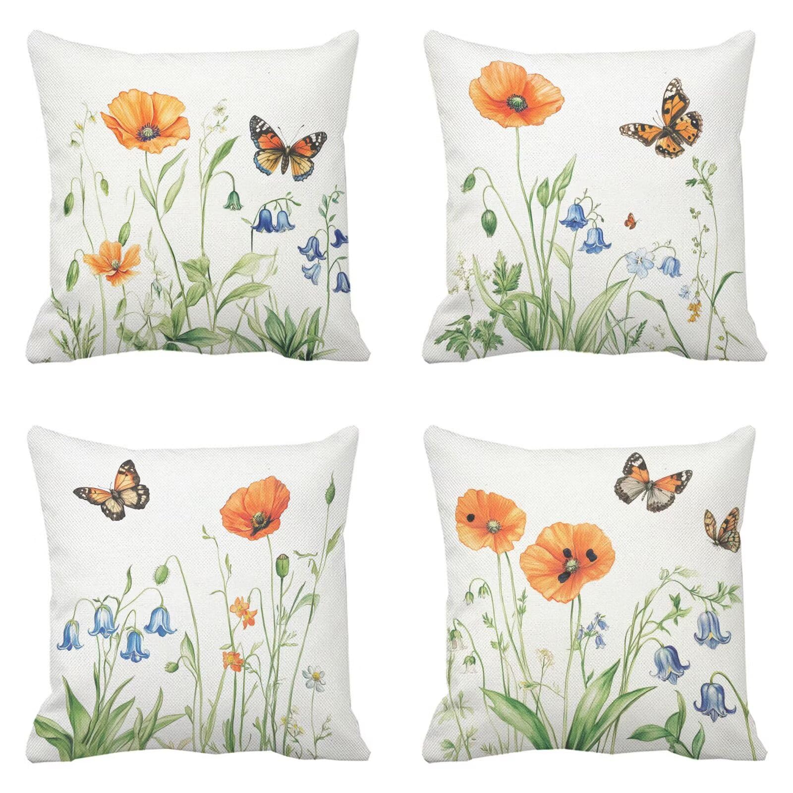 Housse coussin 45x45 fleur grand coussin exterieur impermeable papillon k-777
