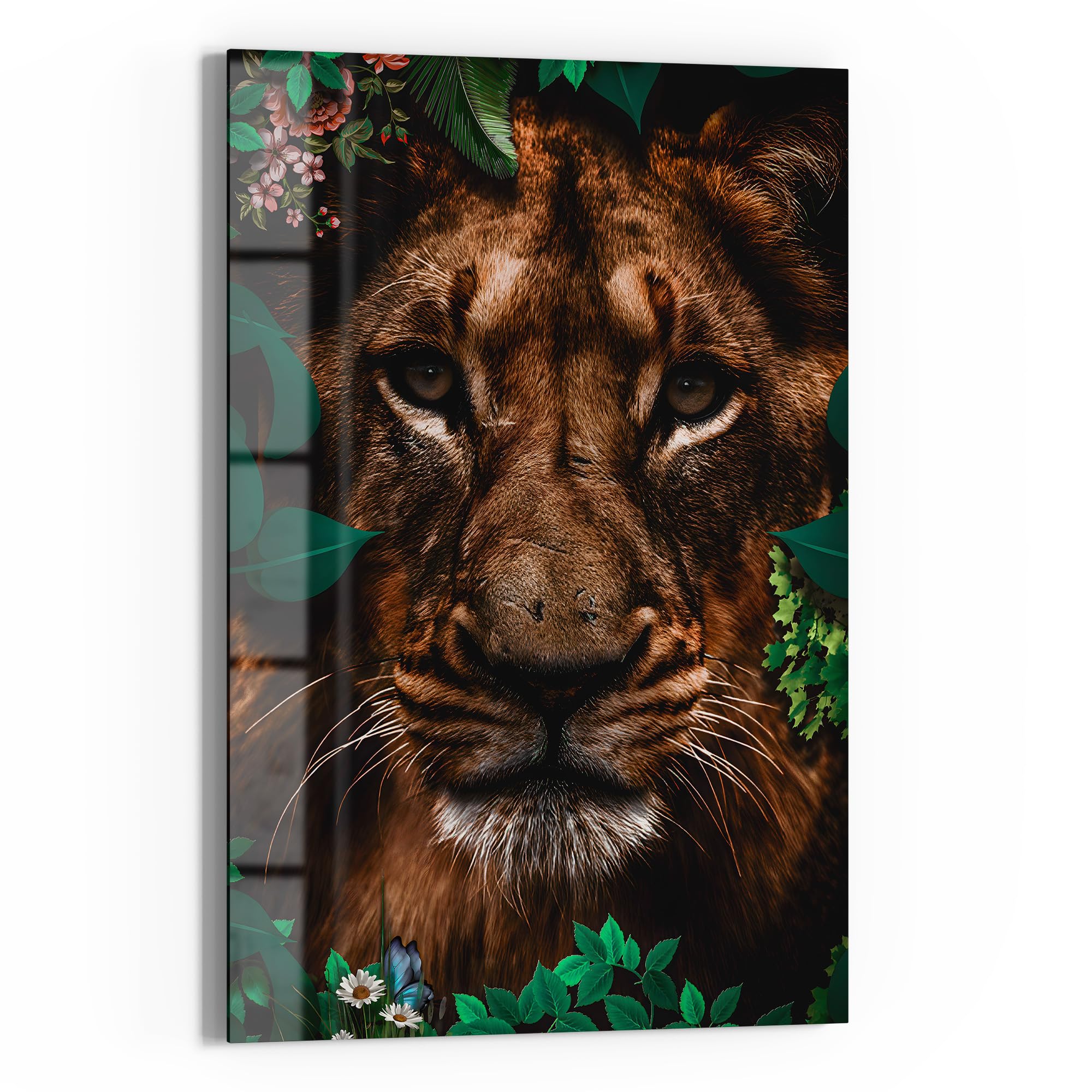 DEQOART Pizarra magnética de cristal, 60 x 90 cm, diseño "Majestad del bosque", pizarra magnética de cristal, incluye imanes, bolígrafo y paño para cocina y oficina, pizarra magnética y se puede