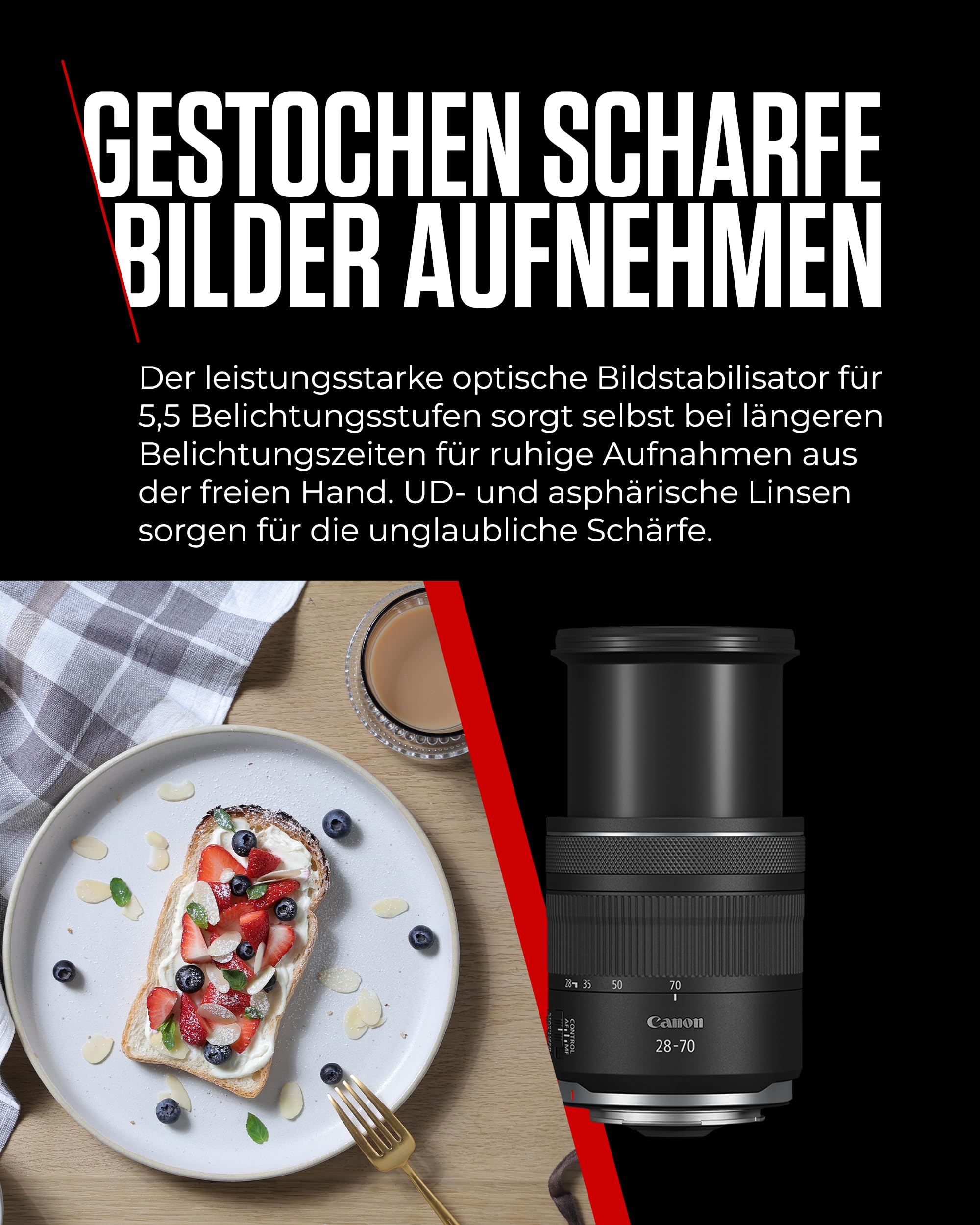 Canon RF 28-70mm F2.8 is STM Standard-Zoomobjektiv für EOS R Kameras mit 5,5-Stufen-Bildstabilisator, Witterungsschutz in kompakter und Leichter Bauweise