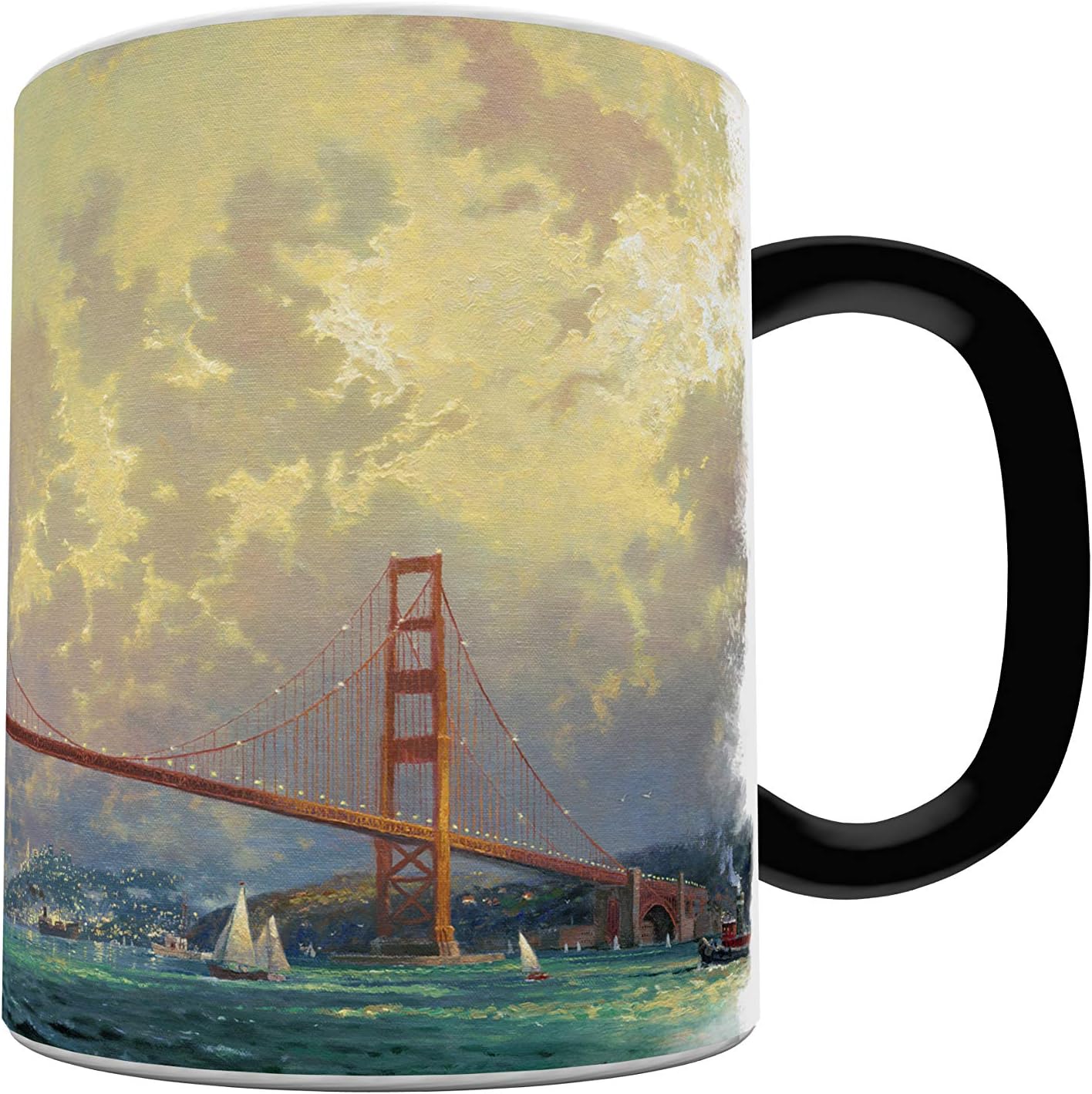 Morphing Mugs Thomas Kinkade - San Francisco - Golden Gate Bridge - California USA - One 11 oz Color Changing Heat Sensitive Ceramic Mug – Image Revealed When HOT Liquid Is Added! MMUG587