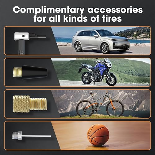 Miniatura 3 de Salate Inflador de neumáticos, compresor de aire portátil, inflador de neumáticos inalámbrico, con medidor de presión de neumáticos, bomba de aire