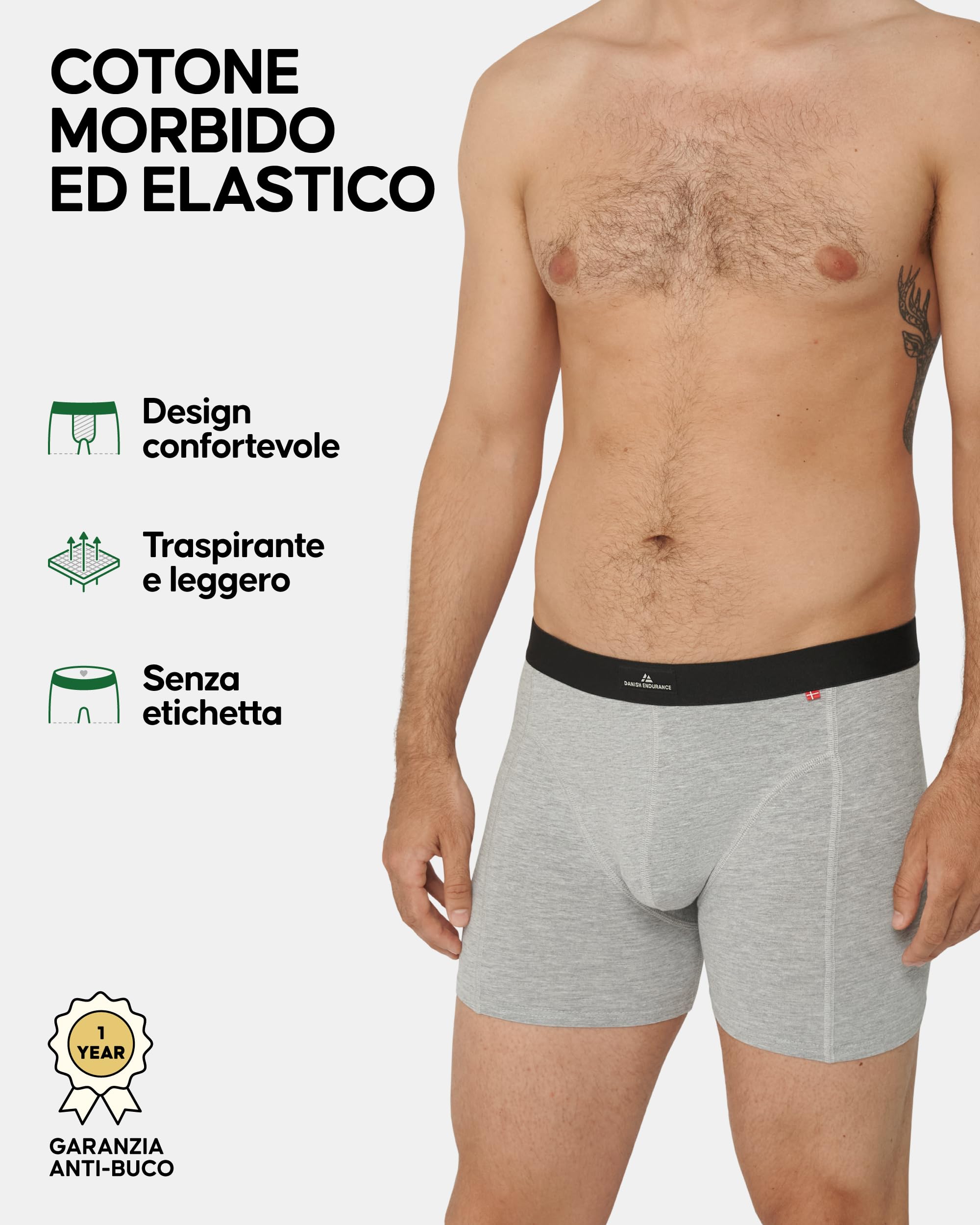 DANISH ENDURANCE Boxer Uomo Cotone Elasticizzato, Boxer a Pantaloncino Comodi e Traspiranti, Cuciture Piatte, con o Senza Patta Frontale, 3 o 10 Paia