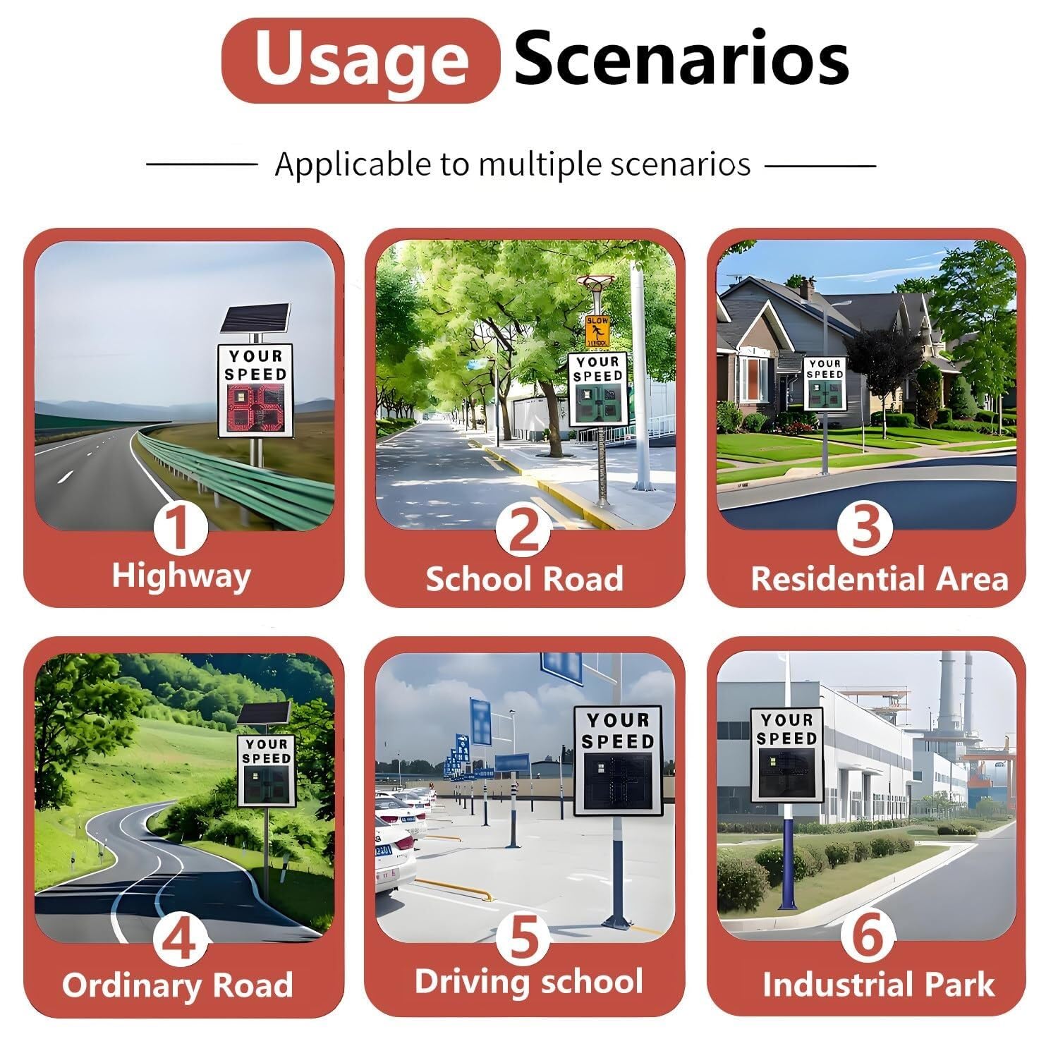 Señales Digitales De Detector Velocidad Rader, Señal Visualización Radar LED con Energía Solar, Resistente Al Agua Ip65, Límite Máximo Ajustable For Seguridad Vial(Yellow,24”*35“)
