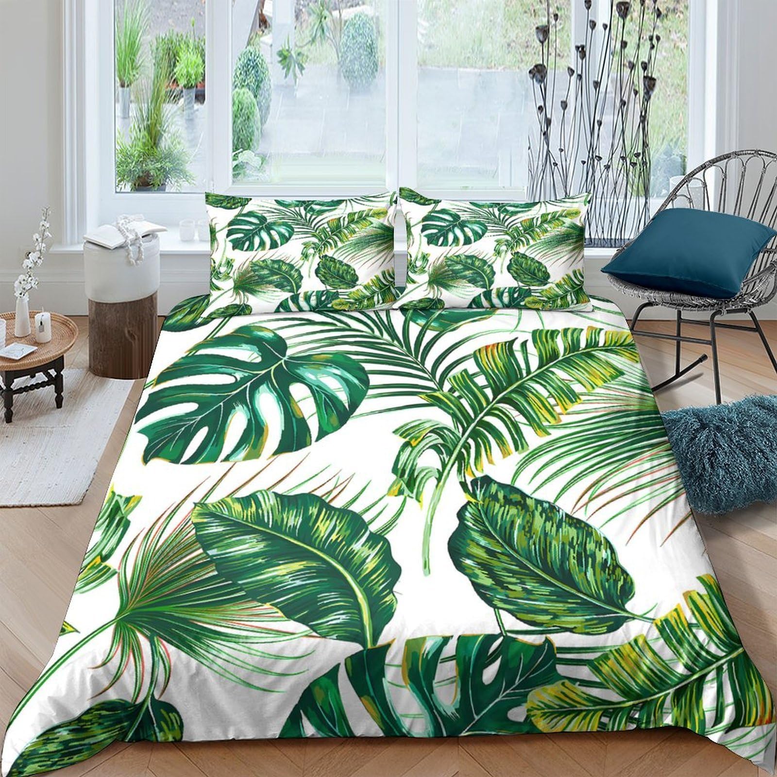 Ctjqhvkz Style-5 3D Printed Tropical Monstera Fitted Sheet Microfiber Soft Leaf Pattern Bed Cover For Bedroom Guest Room Decor Single（135X200cm）