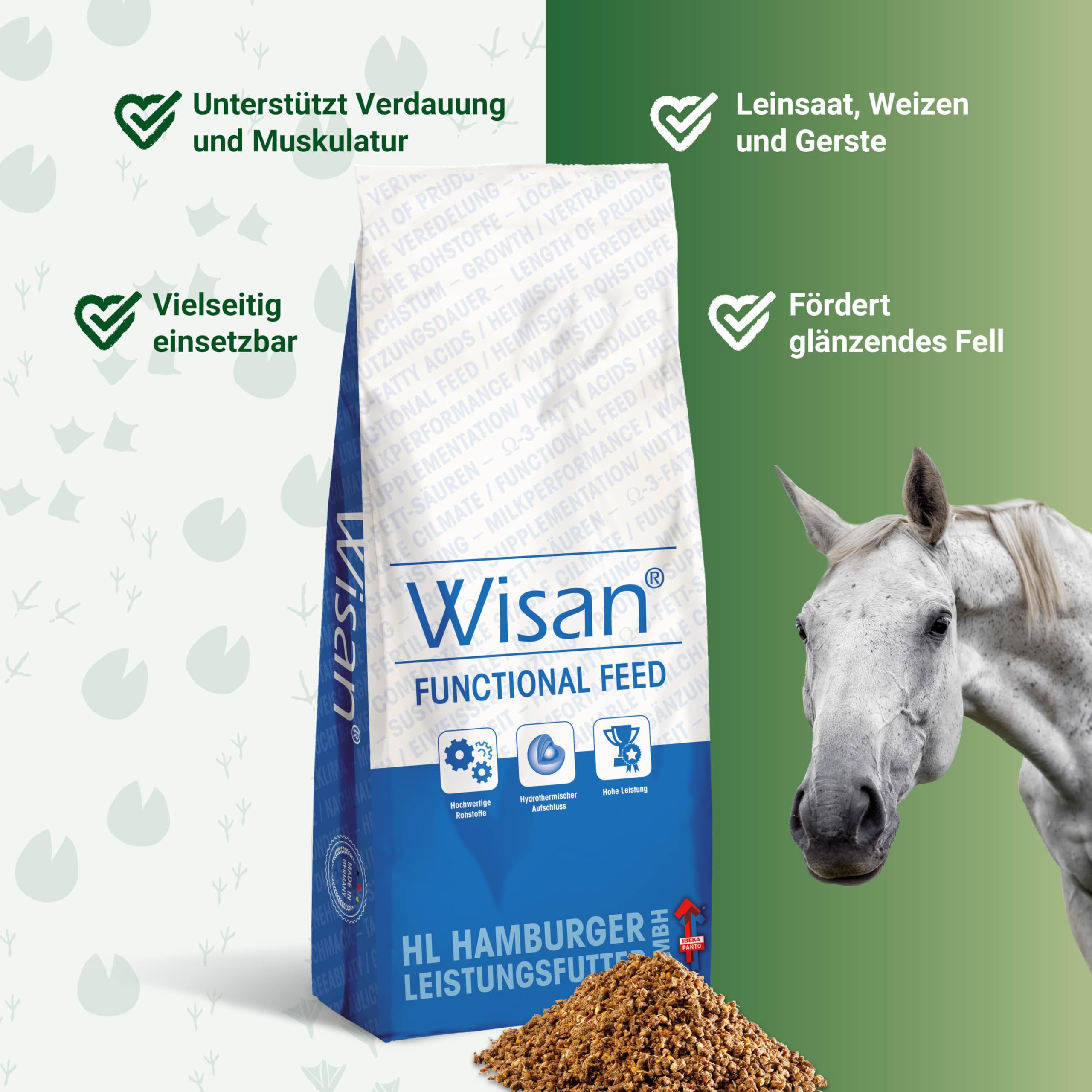 PANTO Pferdefutter Wisan-Lein 25 kg – Kraftfutter mit Omega-3 & Leinsaat | Verdauungsförderndes Kraftfutter mit Omega-3-Fettsäuren & Leinsaat – funktionales Futter für die Muskulatur