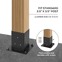 Vista 3 de Base de poste de 4 x 4, tamaño interior de 3.5 x 3.5 pulgadas, base de poste de cubierta para hormigón, para soporte de buzón, anclaje de poste
