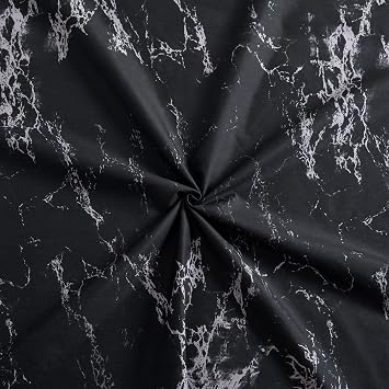 Marina Decoration Ultra Soft Silky Zipper Rich Printed Rayon Derived from Bamboo All Season 2 Pieces Duvet Cover Set with 1 Pillowcase, Modern Black Marble Pattern Twin/Single Size